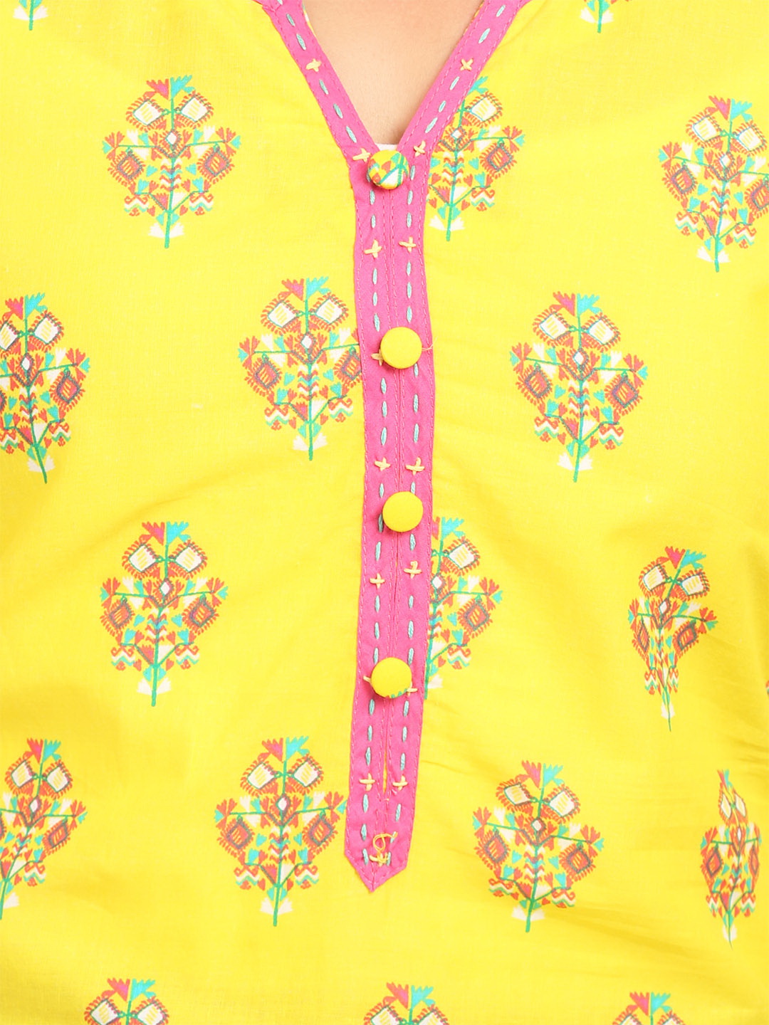 Yellow Straight Cotton Kurta image number 4