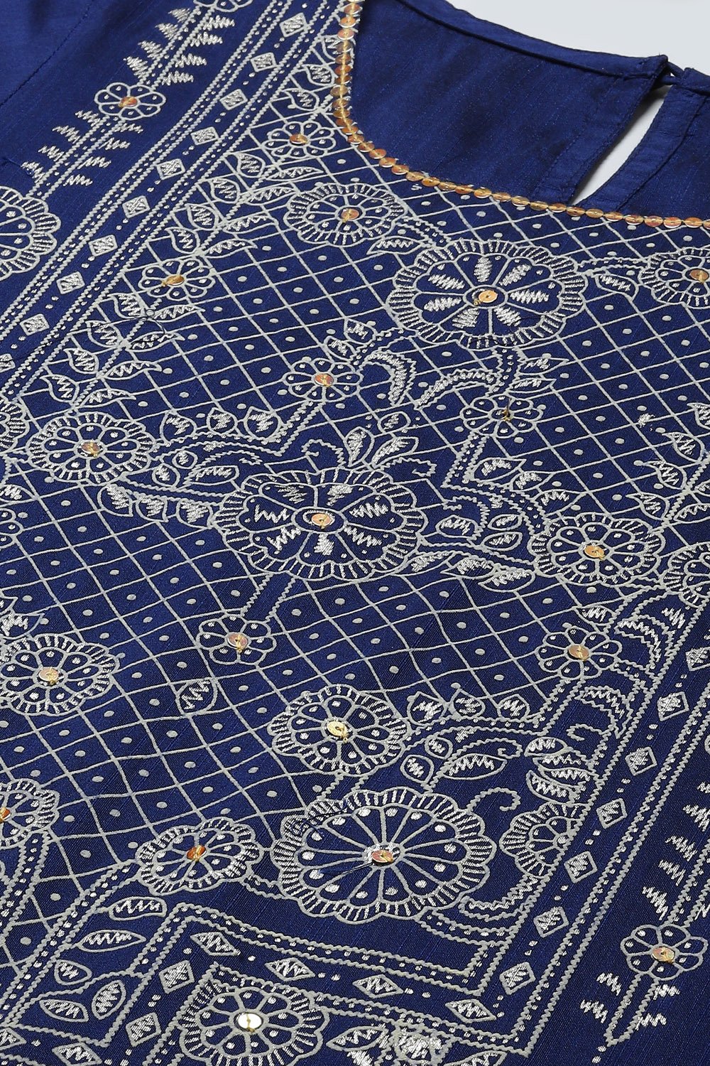 Blue Art Silk Straight Kurta image number 1
