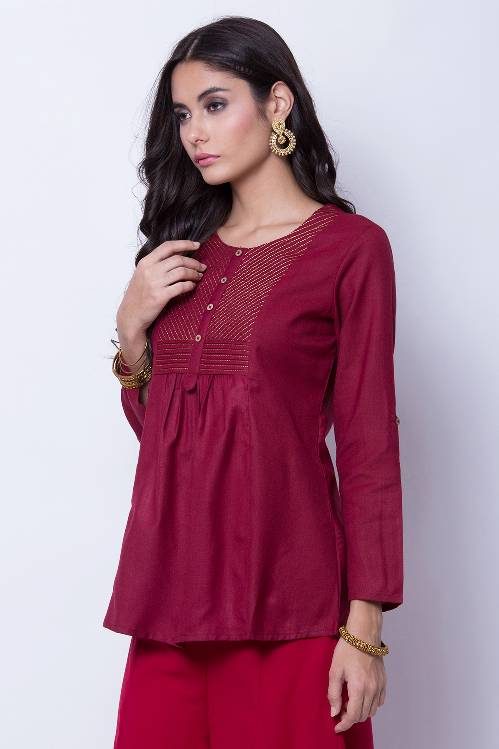 Navy Blue Polyester Matka Top image number 3