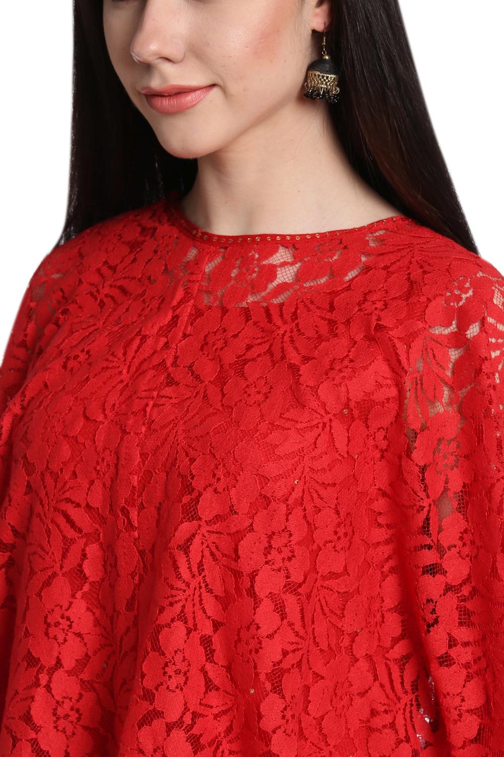 Red Art Silk Straight Suit Set image number 1