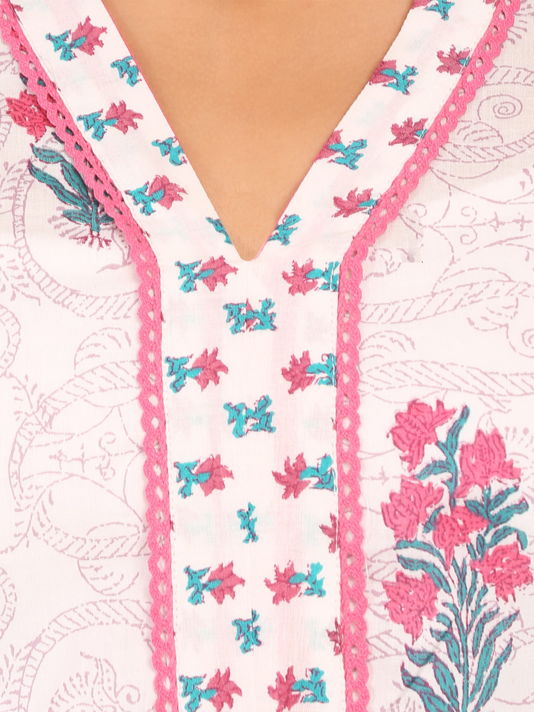 White Cotton Straight Kurta image number 4