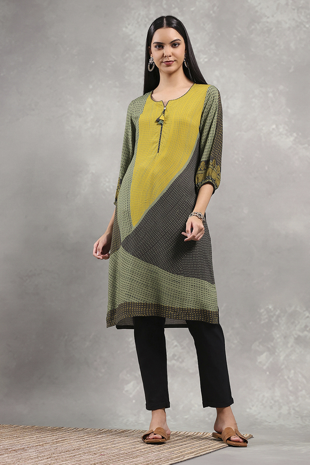 Green Viscose Rayon Printed Straight Kurta image number 5