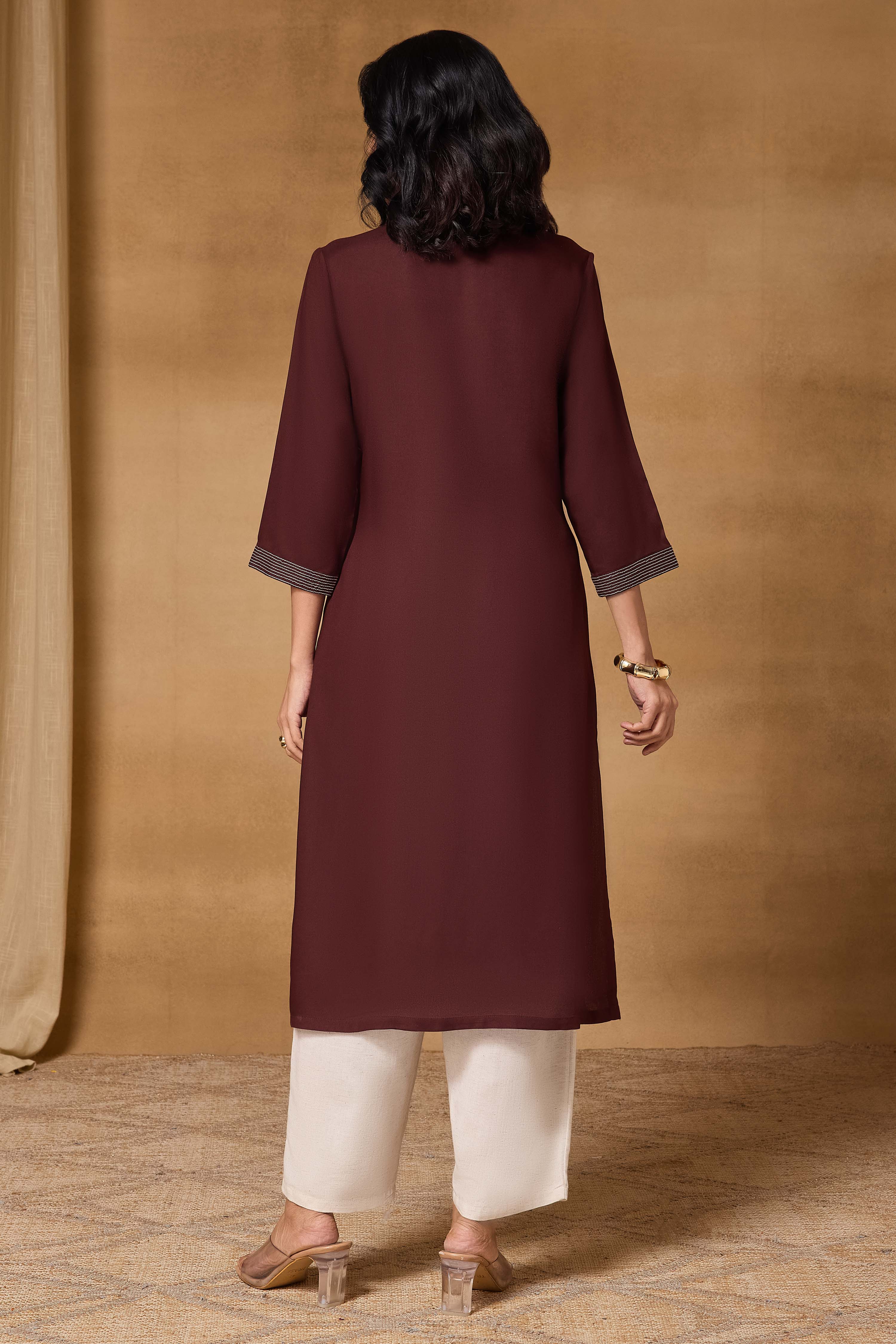Brown Viscose Rayon Straight Printed Kurta image number 4