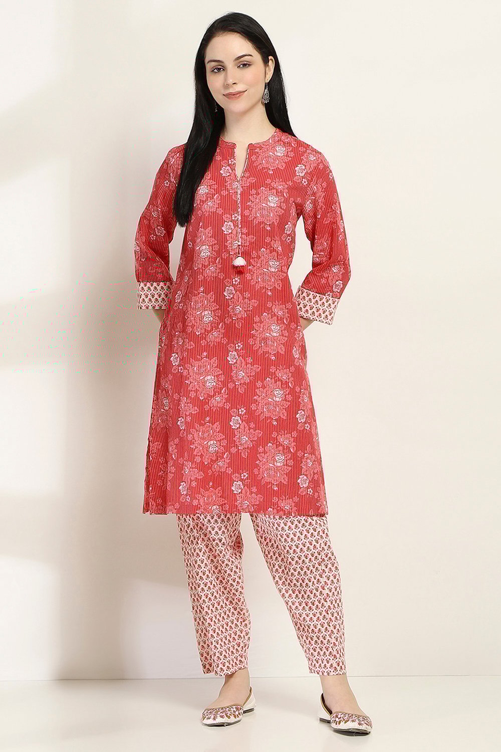 Red Cotton Straight SET image number 6