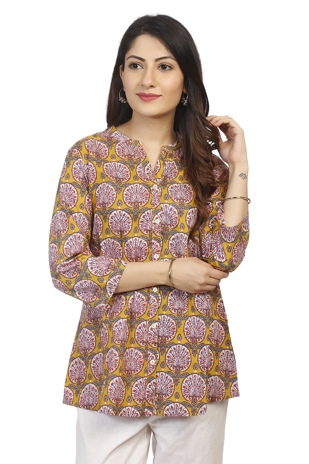 Mustard A Line Cotton Indie Top image number 0
