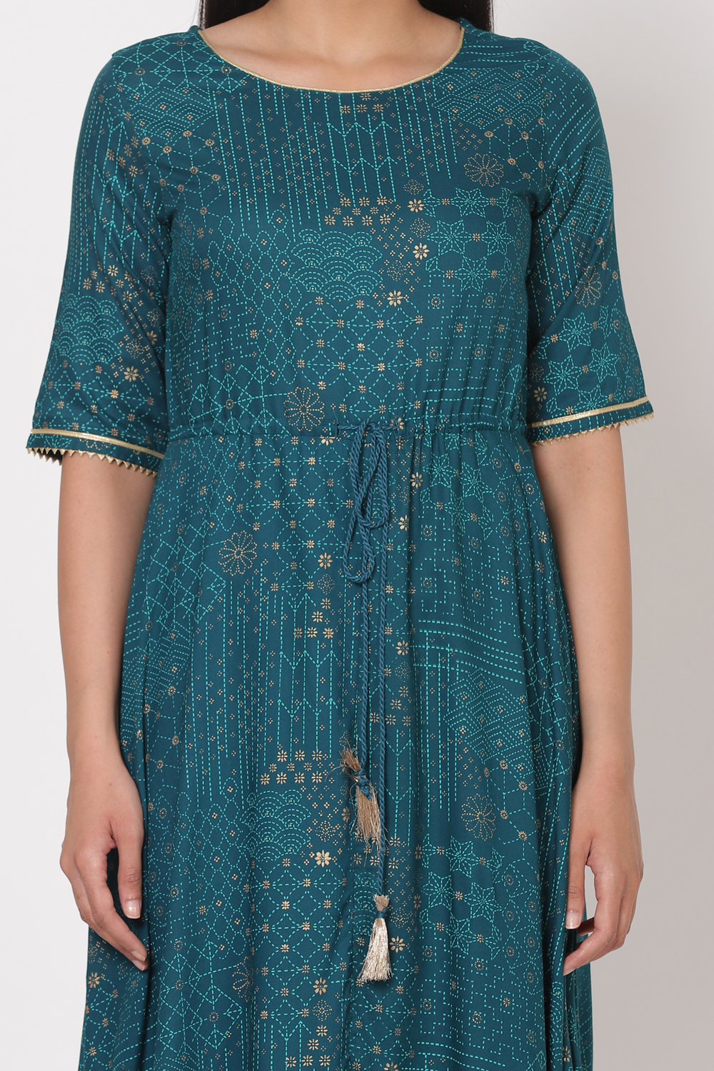 Green Viscose Rayon A Line Kurta image number 1