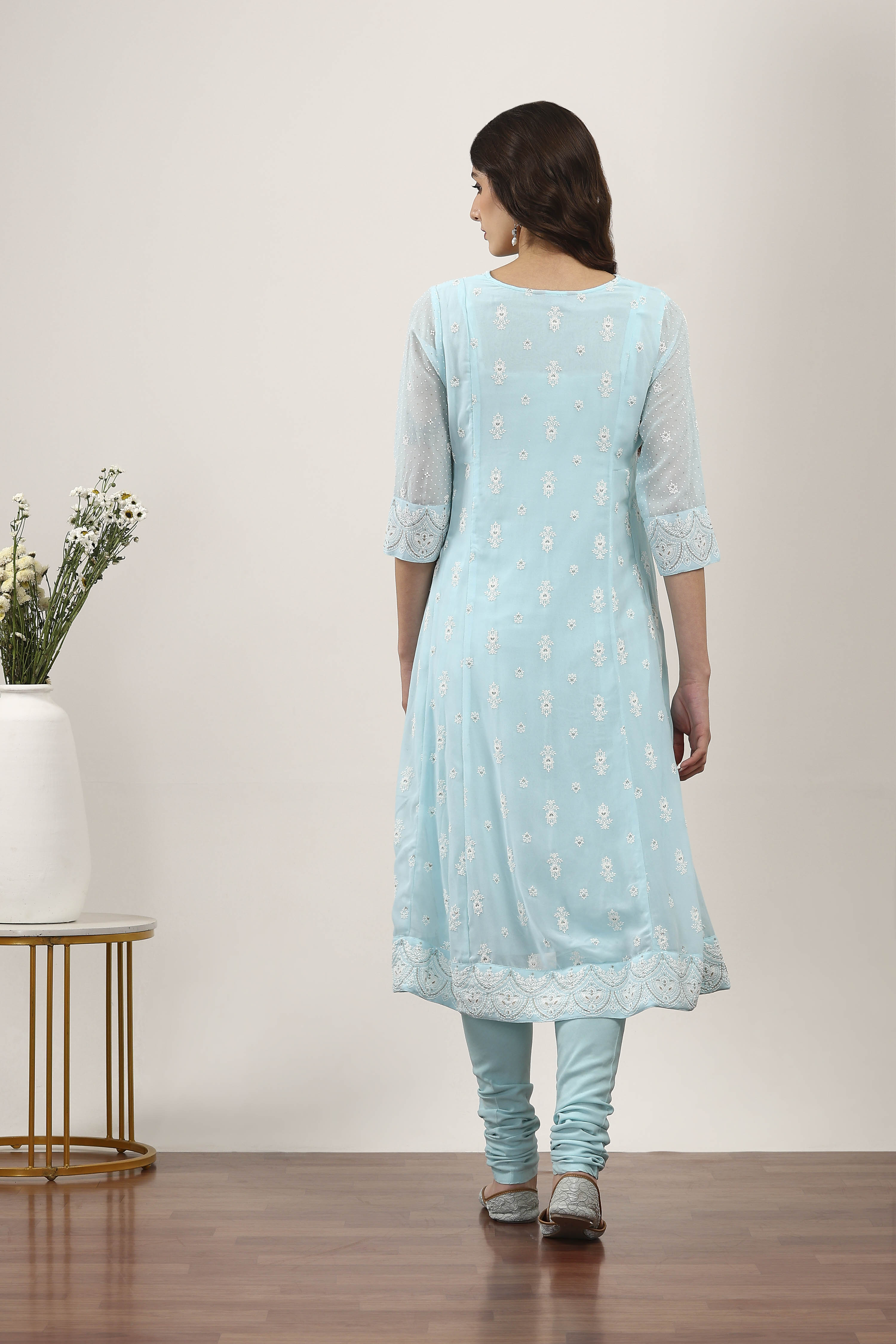 Blue Polyester Kalidar Suit Sets image number 4