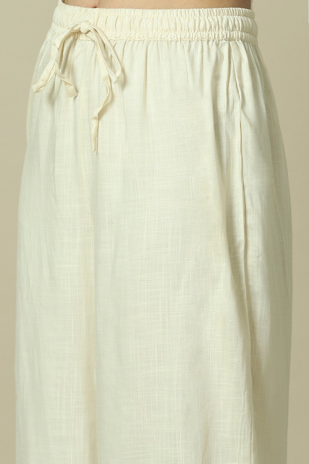 Ecru LIVA Woven Straight Kurta Suit Set image number 2
