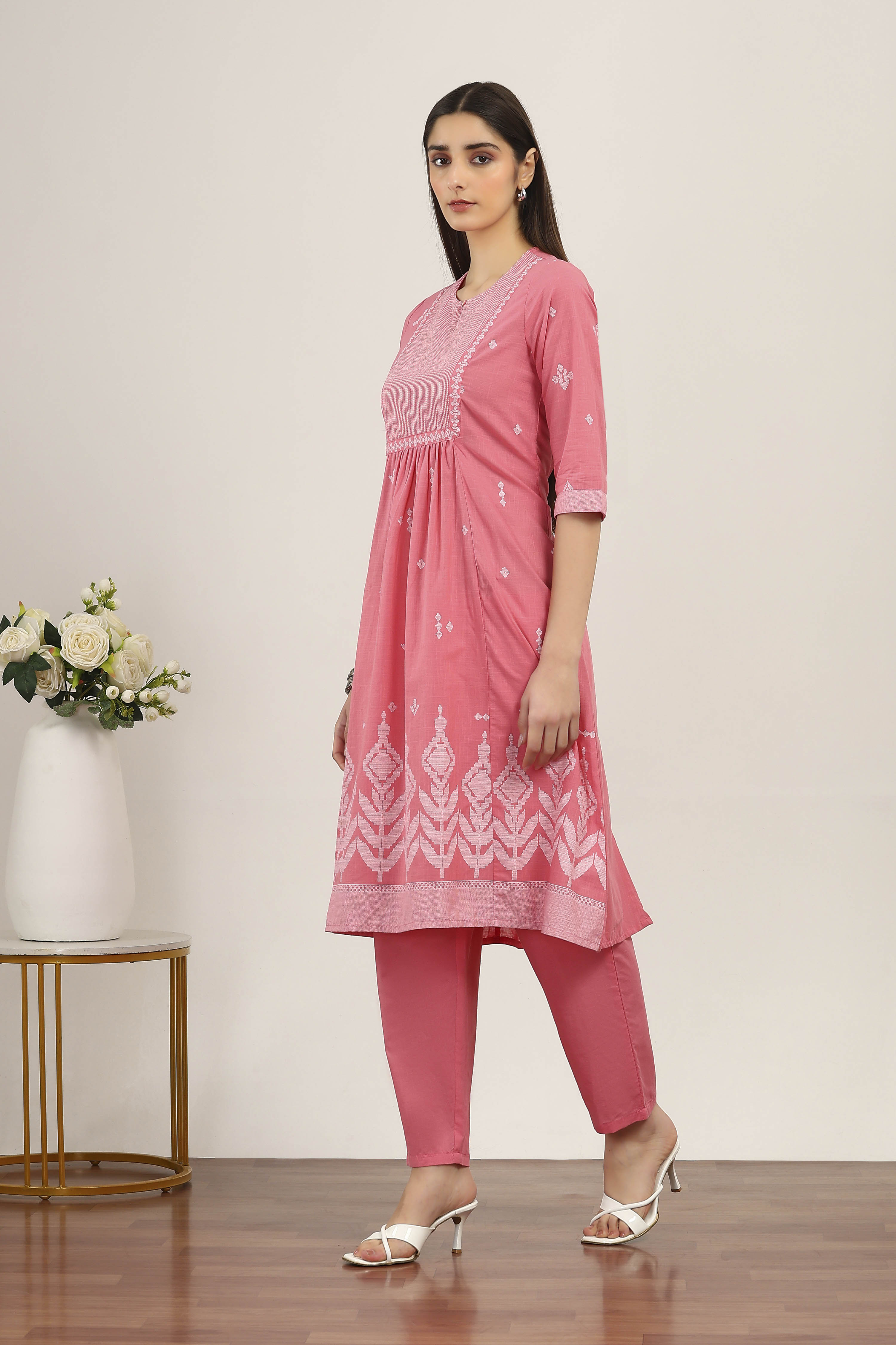 Blue Cotton Kurta Pants Set image number 3