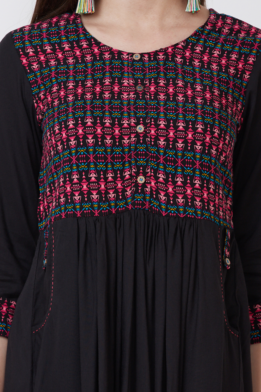 Black Viscose Rayon Flared Dress image number 1