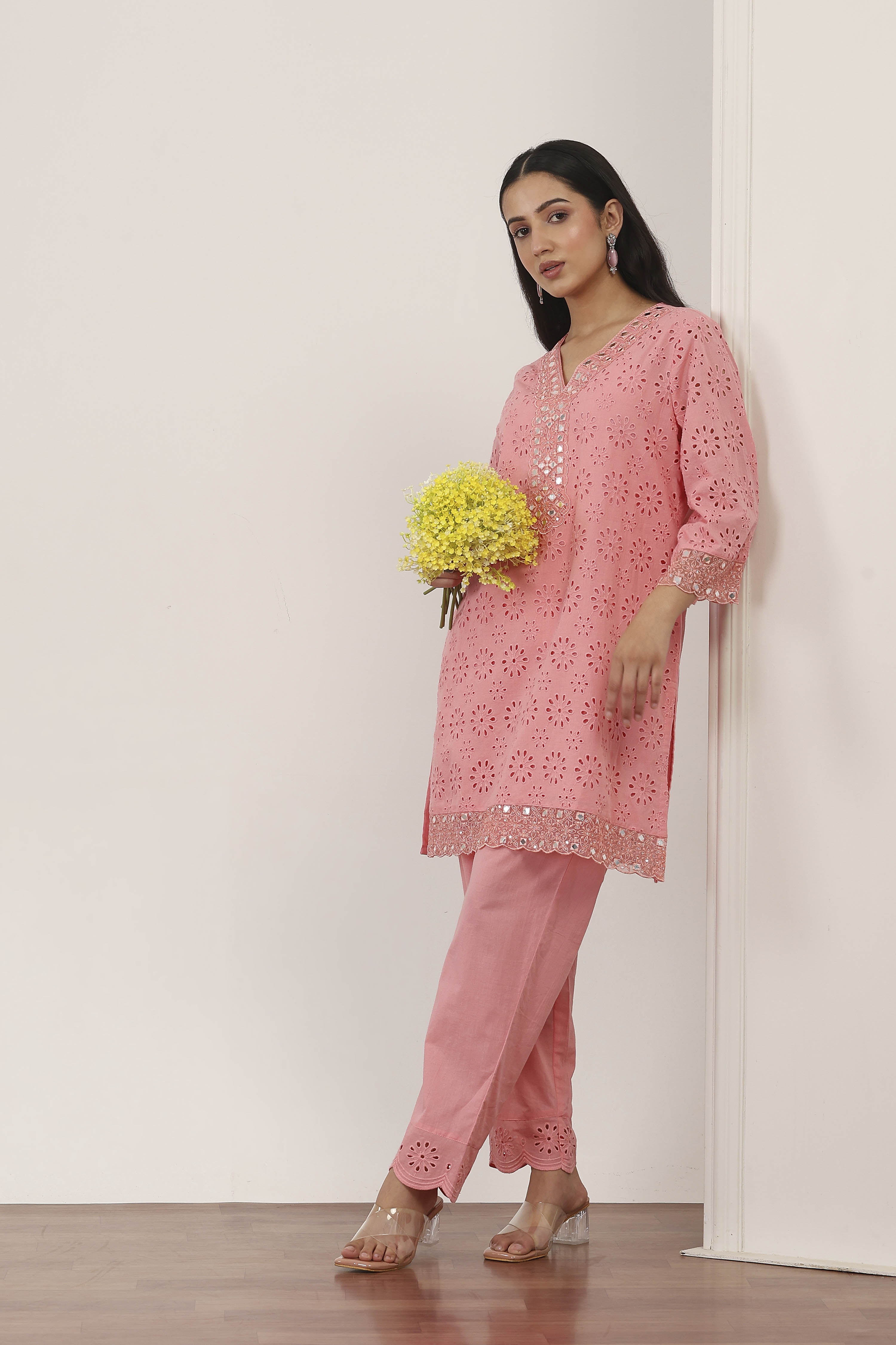 Pink Cotton Straight Suit Sets image number 0