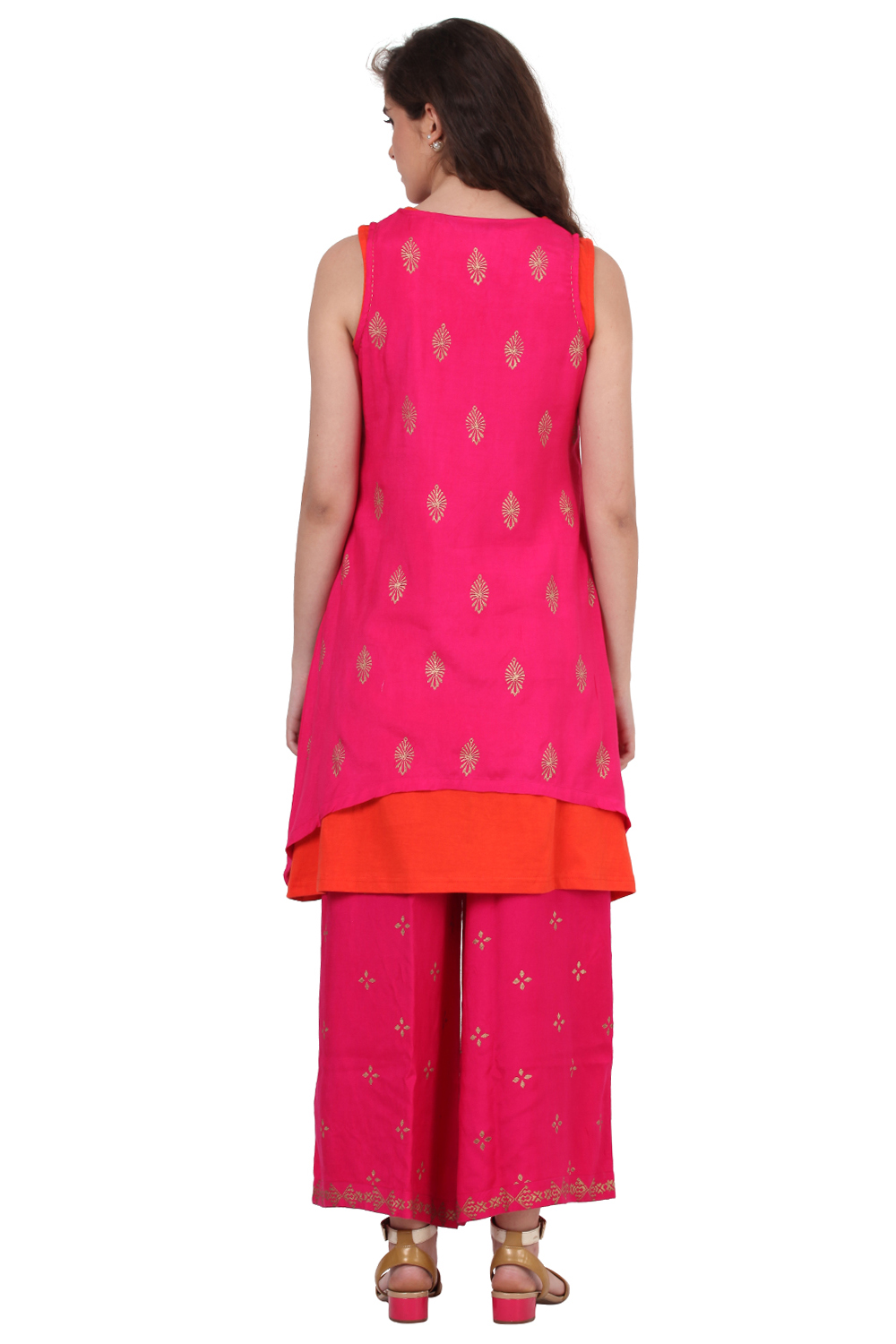 Pink A-Line Polyester Indie Top image number 3