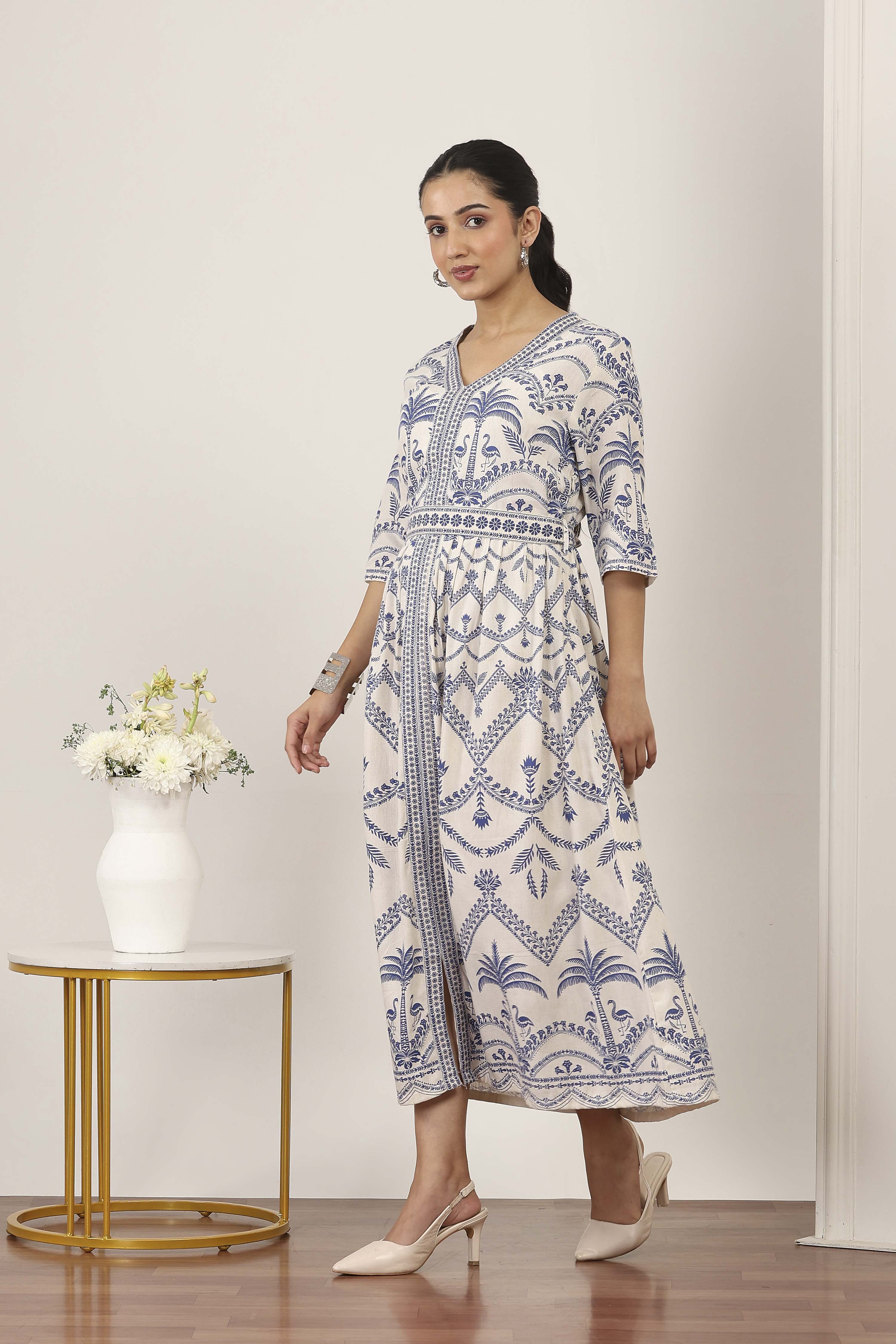 Blue Rayon A-Line Dresses image number 2