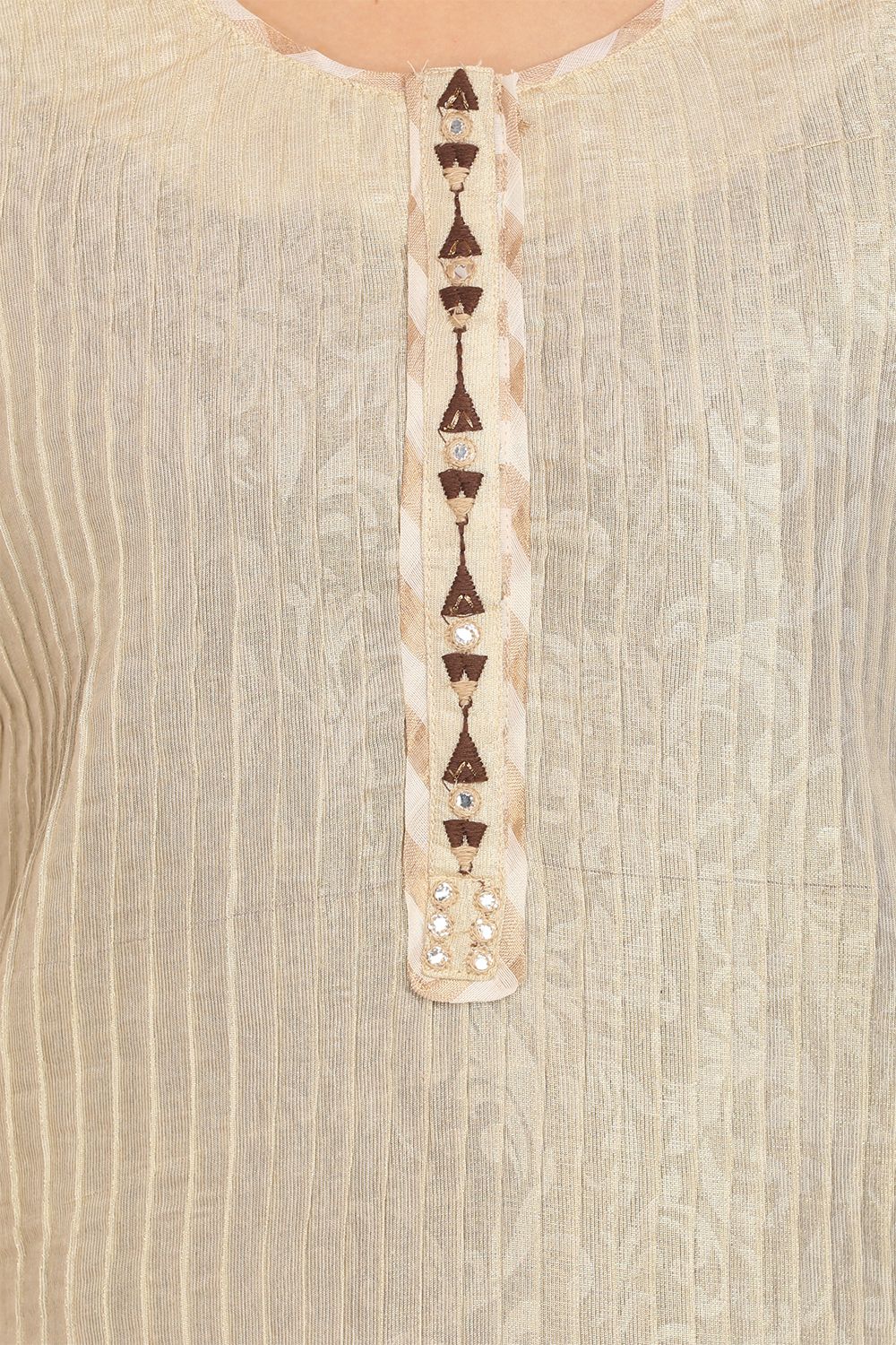 Beige Straight Cotton Kurta image number 5