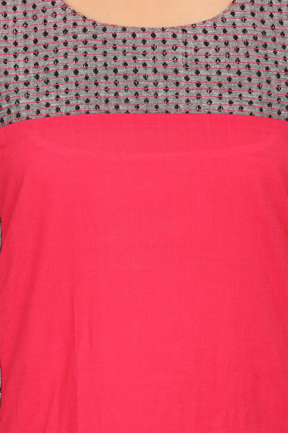 Pink Straight Cotton Kurta image number 4