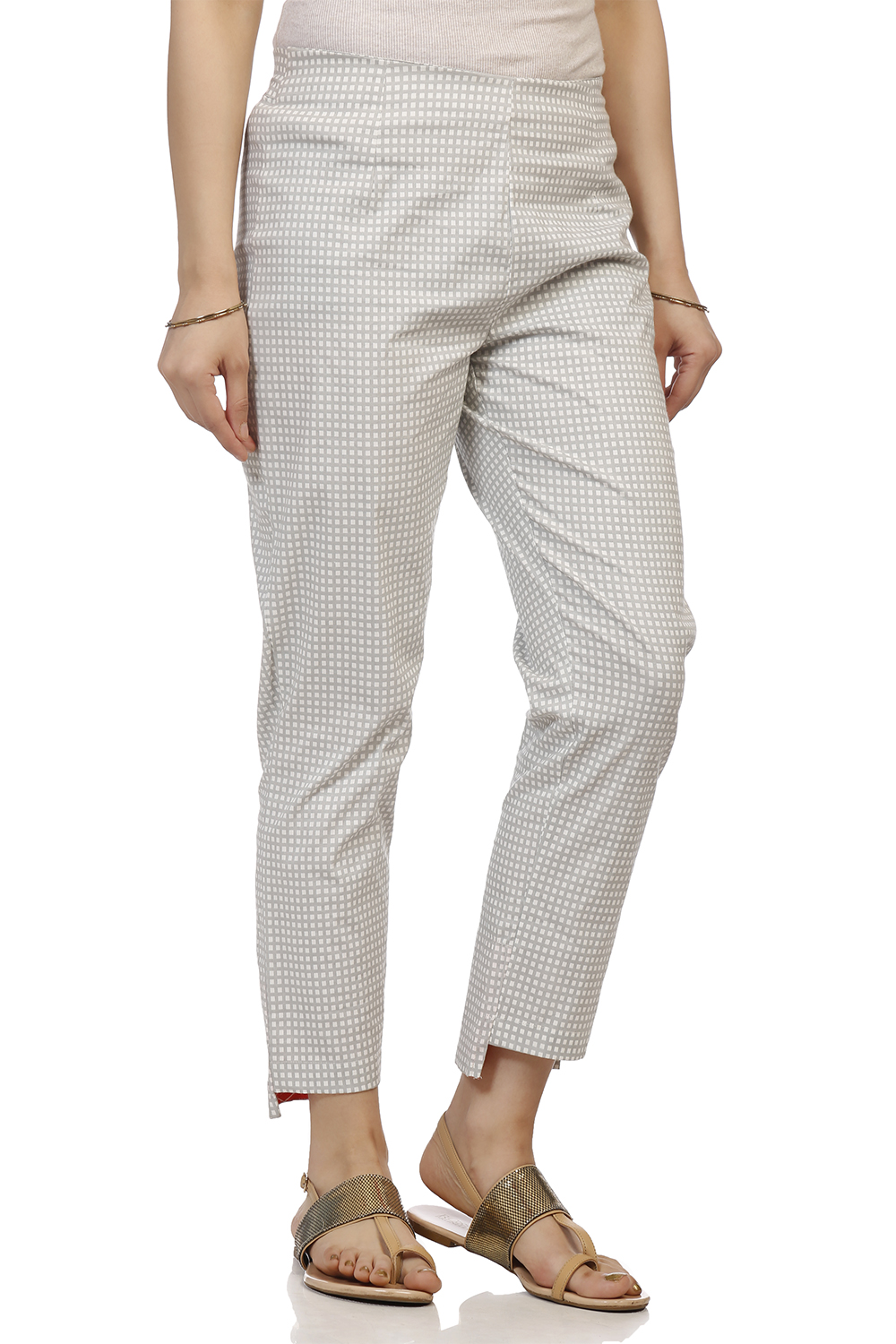 Grey Art Silk Slim Pants image number 2