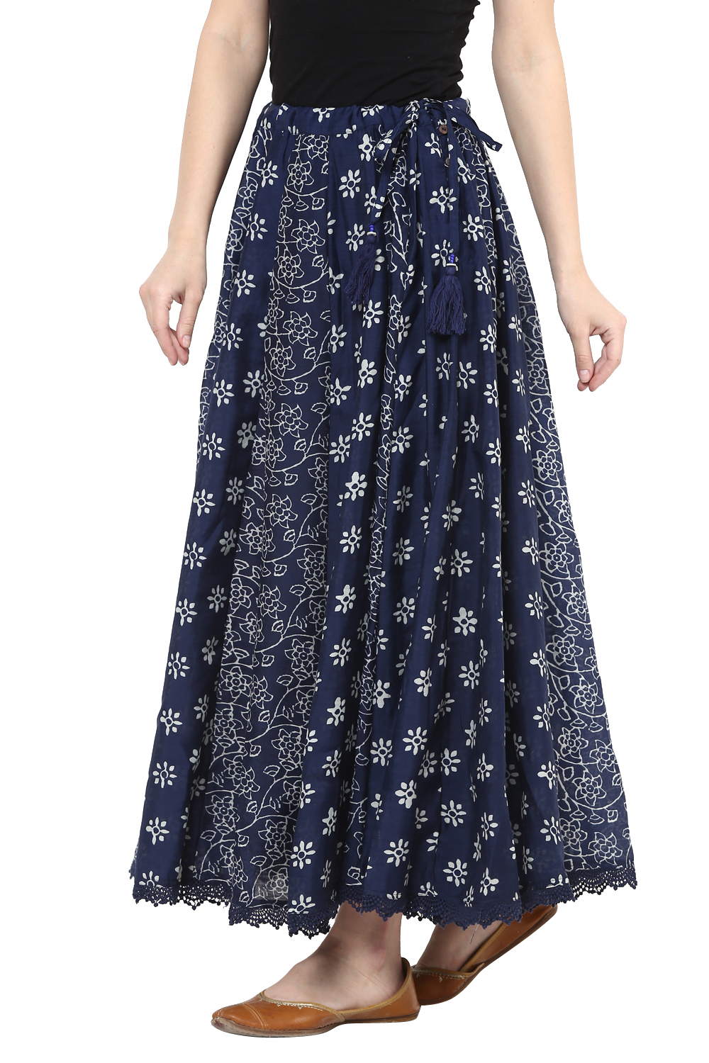 Indigo Poly Chanderi Skirt image number 3