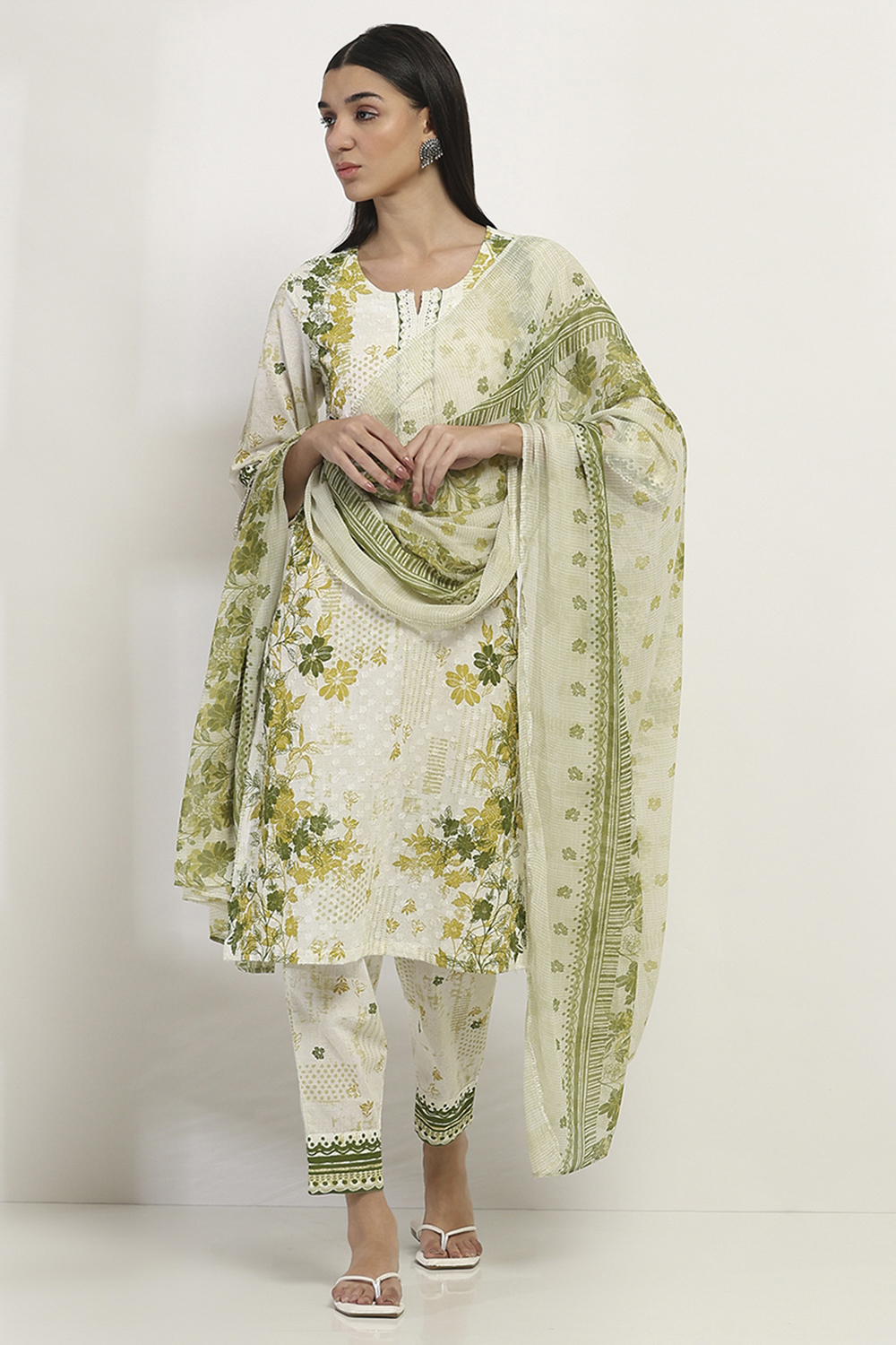 Lime Green Cotton Straight Set image number 0