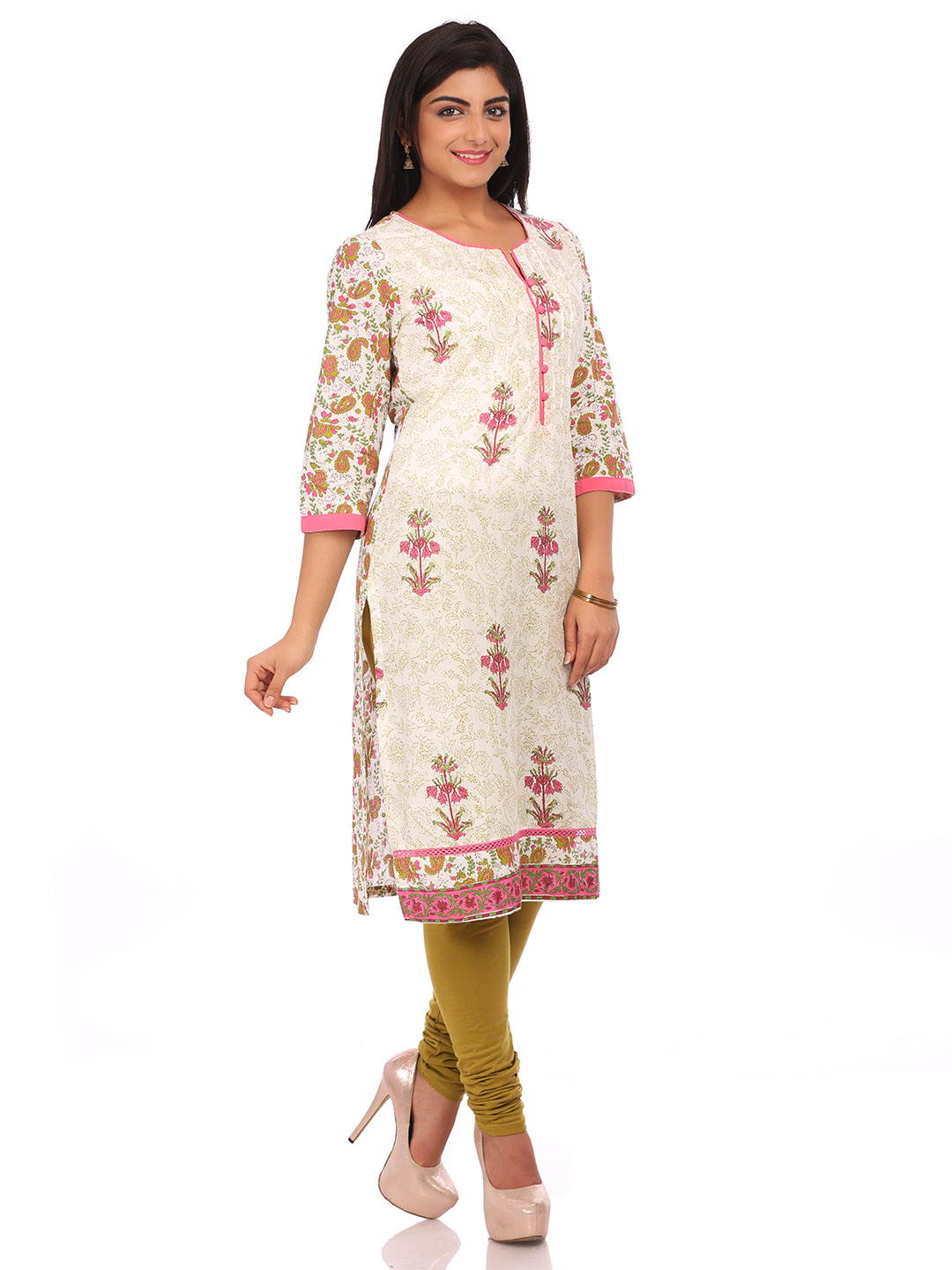 White Cotton Straight Kurta image number 2