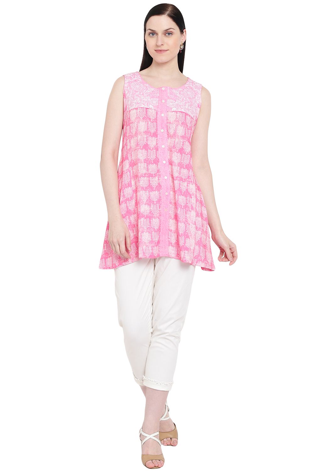 Pink Viscose A-Line Indie Top image number 5