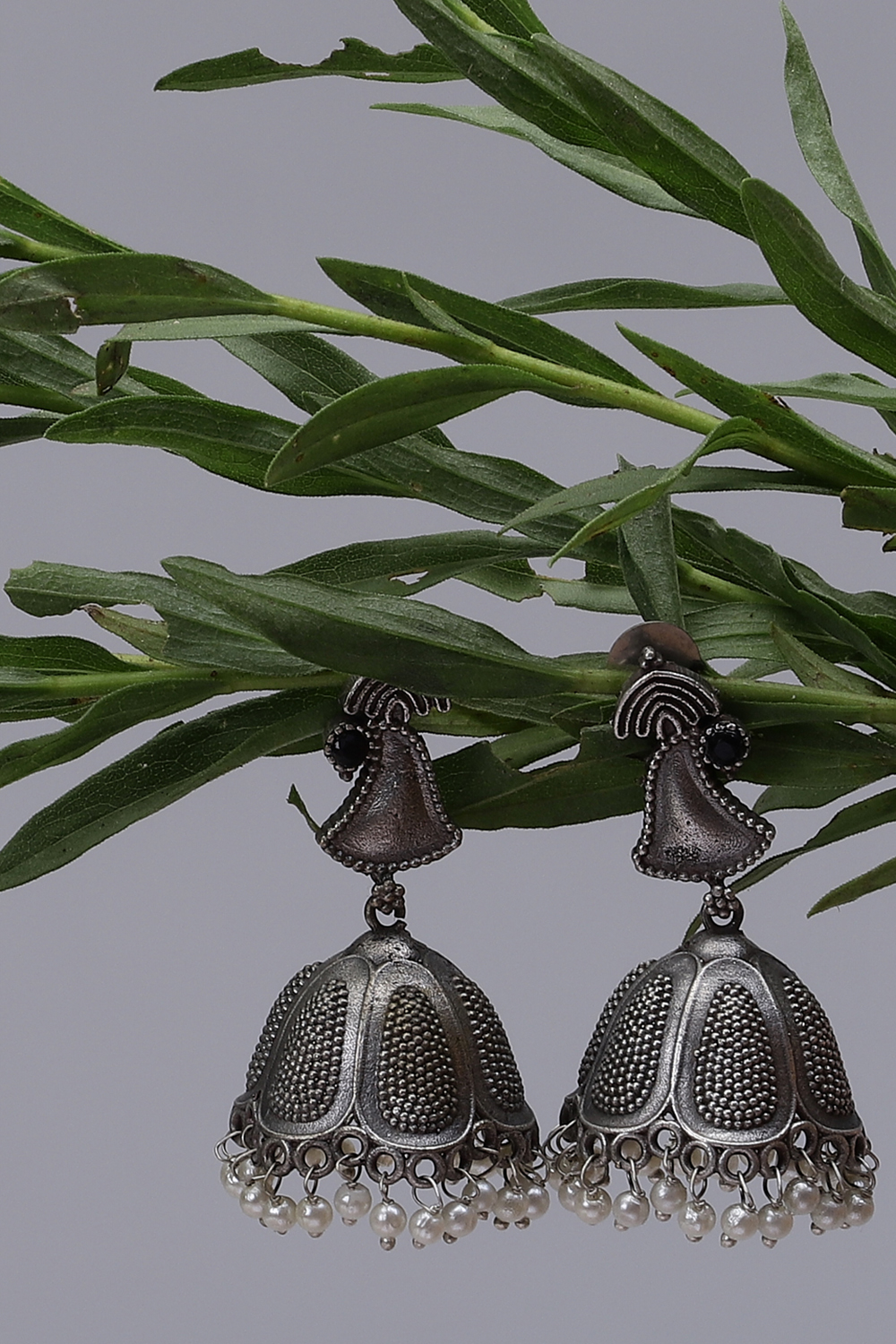 Silver Metal Brass Earrings image number 4