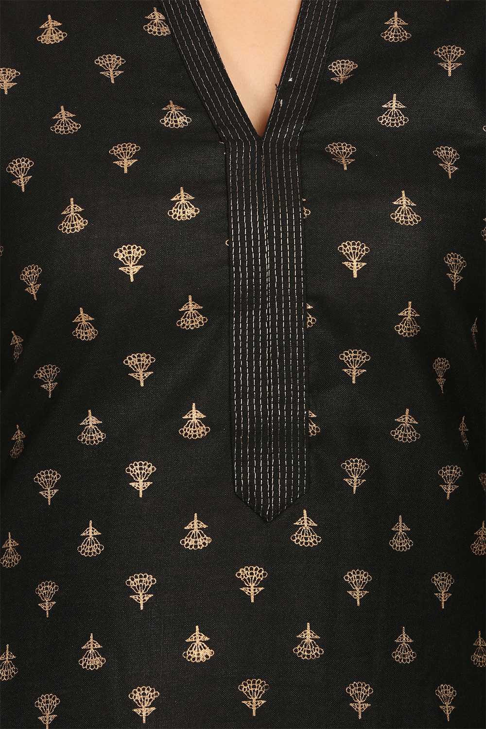 Black Straight Viscose Kurta image number 4