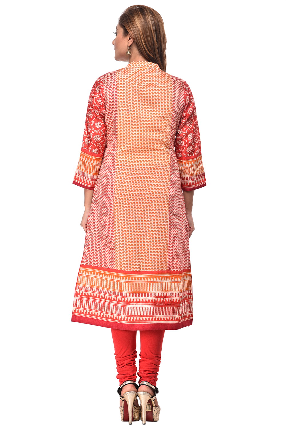 Red Straight Cotton Kurta image number 3