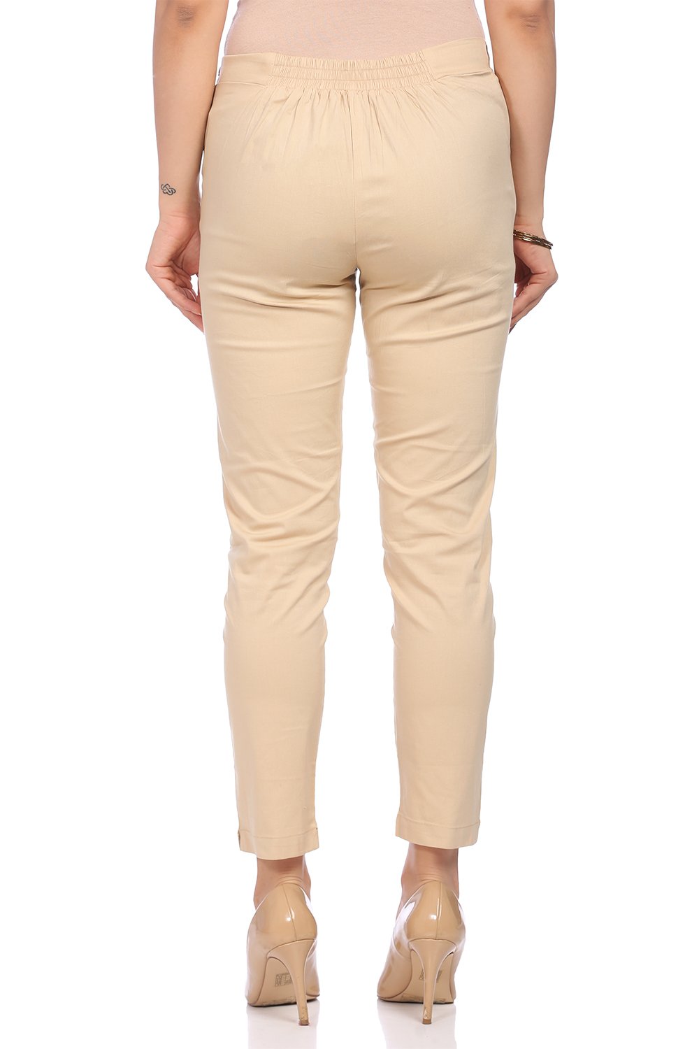 Navy-Blue Art Silk Slim Pants image number 1