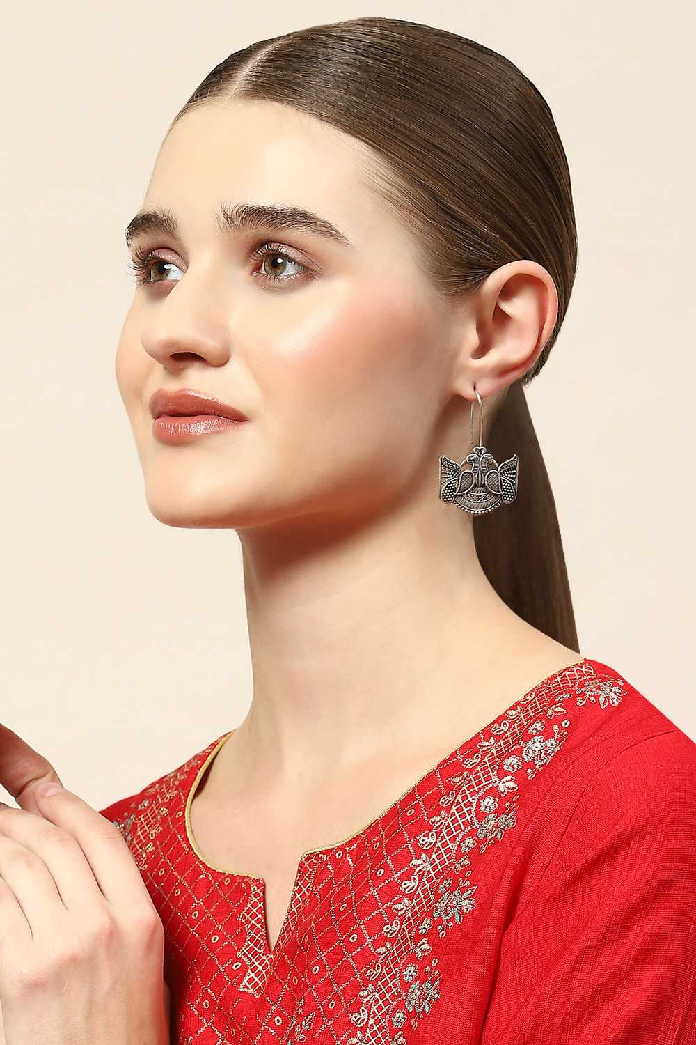 Oxidised Brass Earrings image number 1