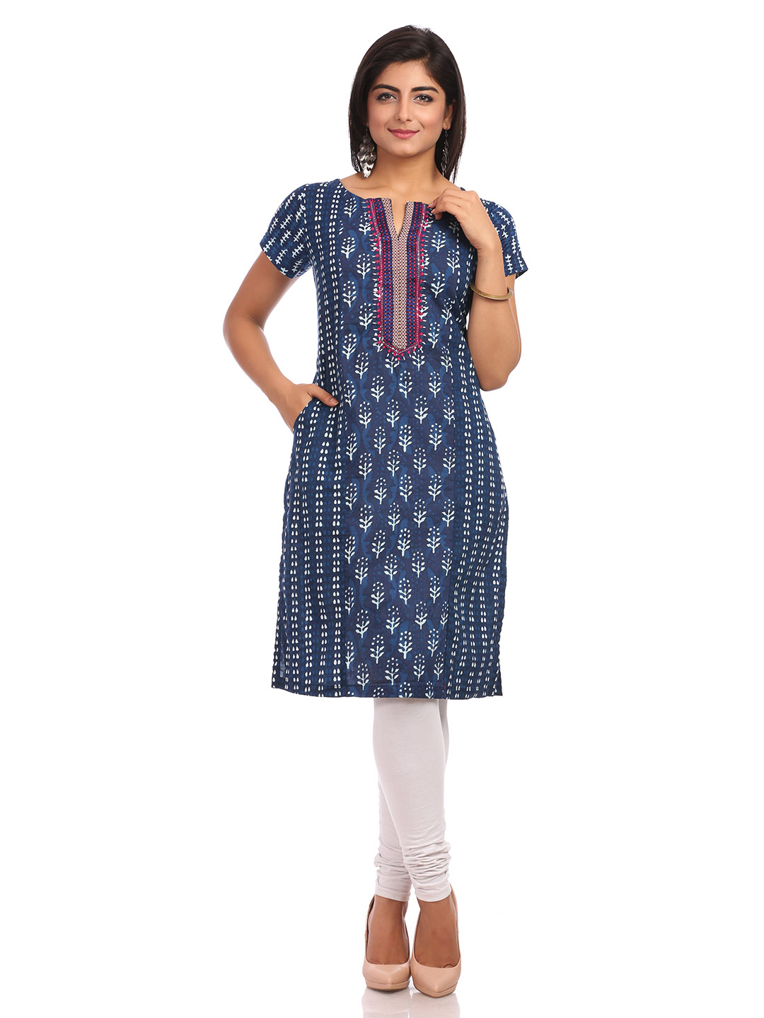 Indigo Straight Cotton Kurta image number 0