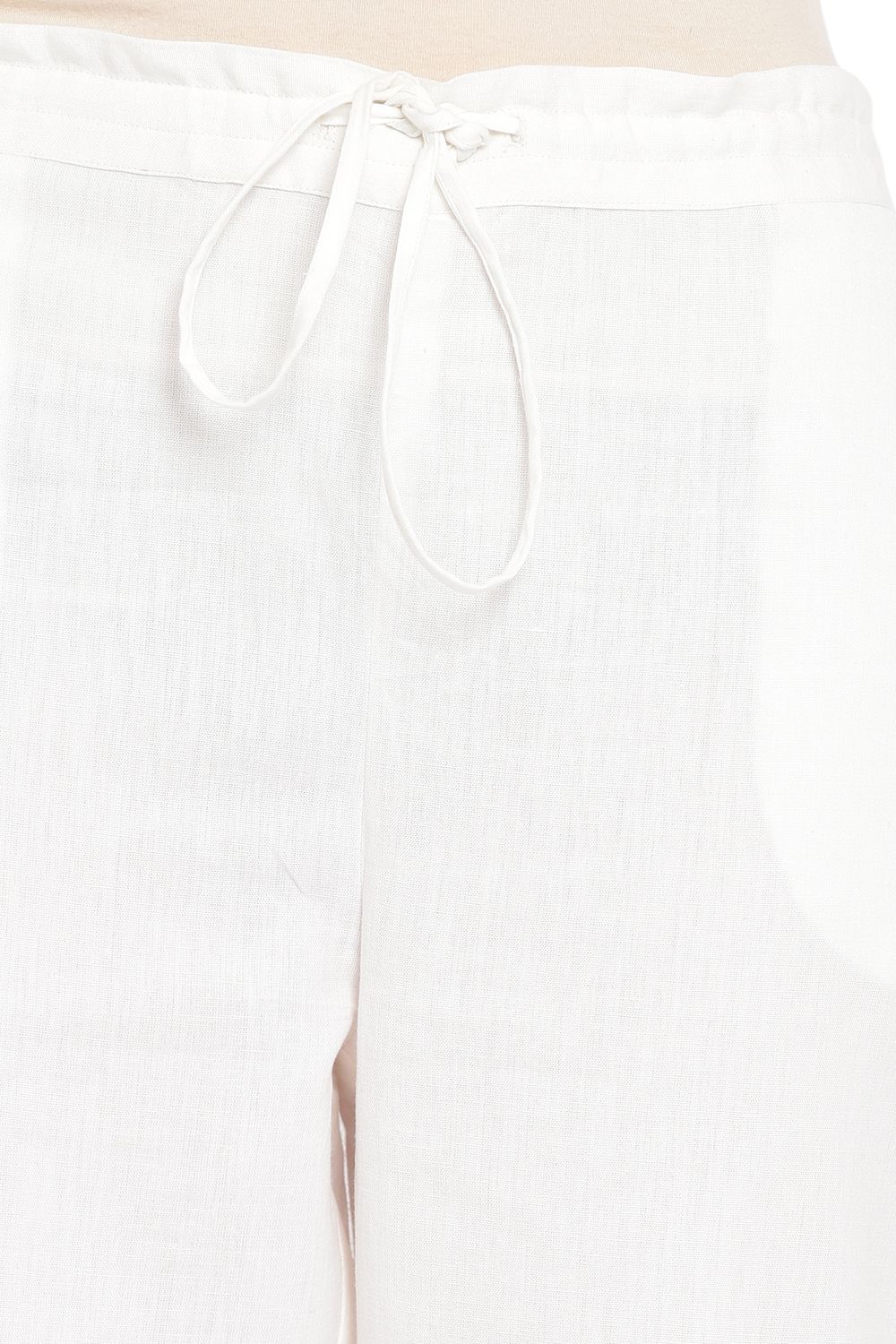Off White Cotton Fusion Pants image number 1
