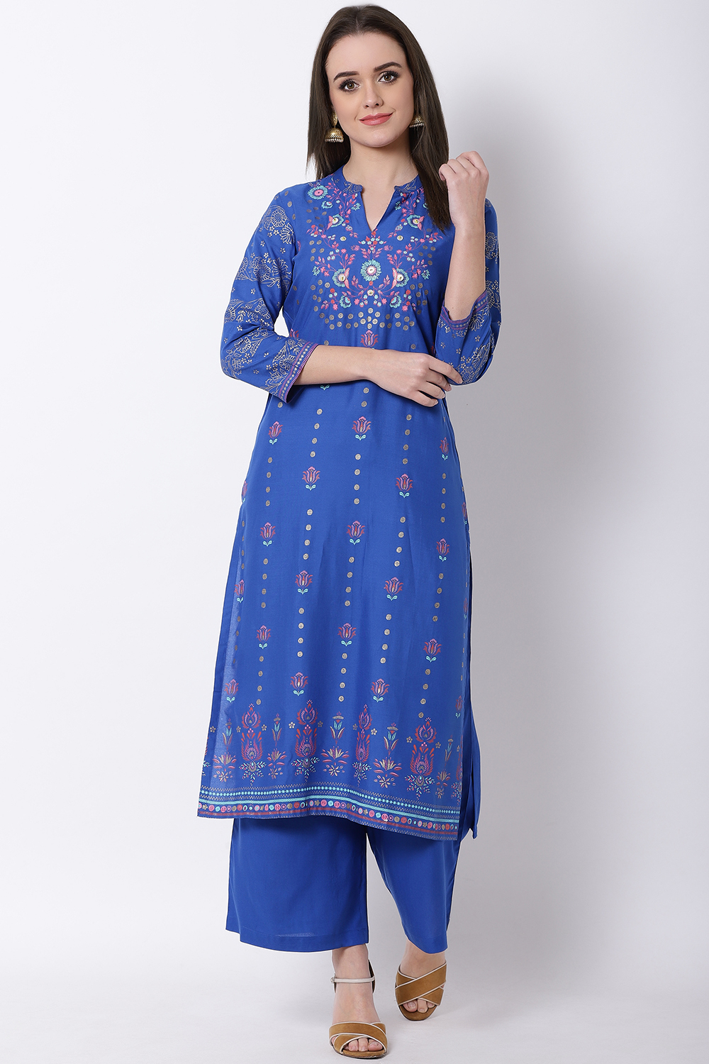 Blue Viscose Straight Kurta image number 0