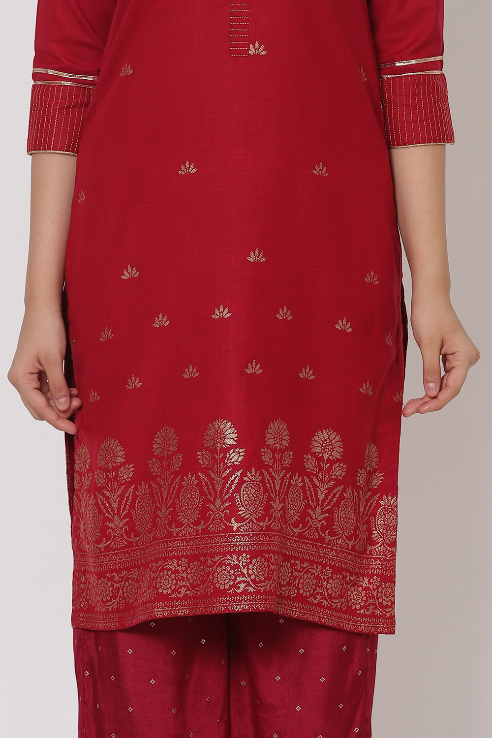 Maroon Polyster Matka Kurta image number 1