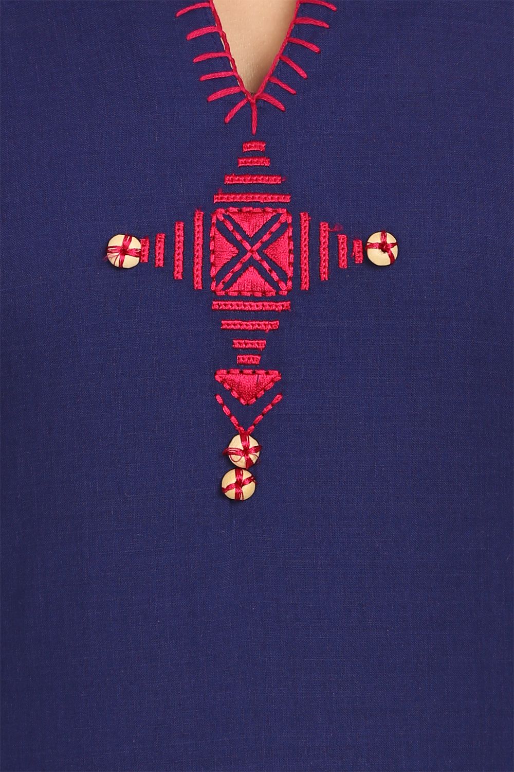 Blue Cotton Straight Kurta image number 4