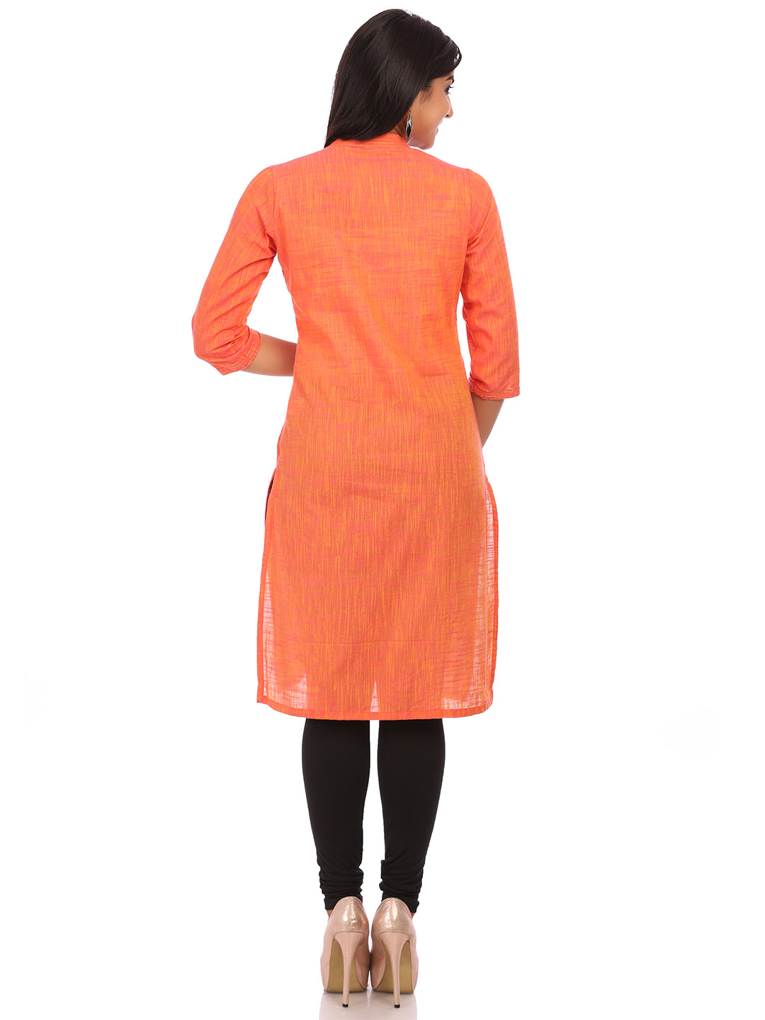 Orange Cotton Straight Kurta image number 1
