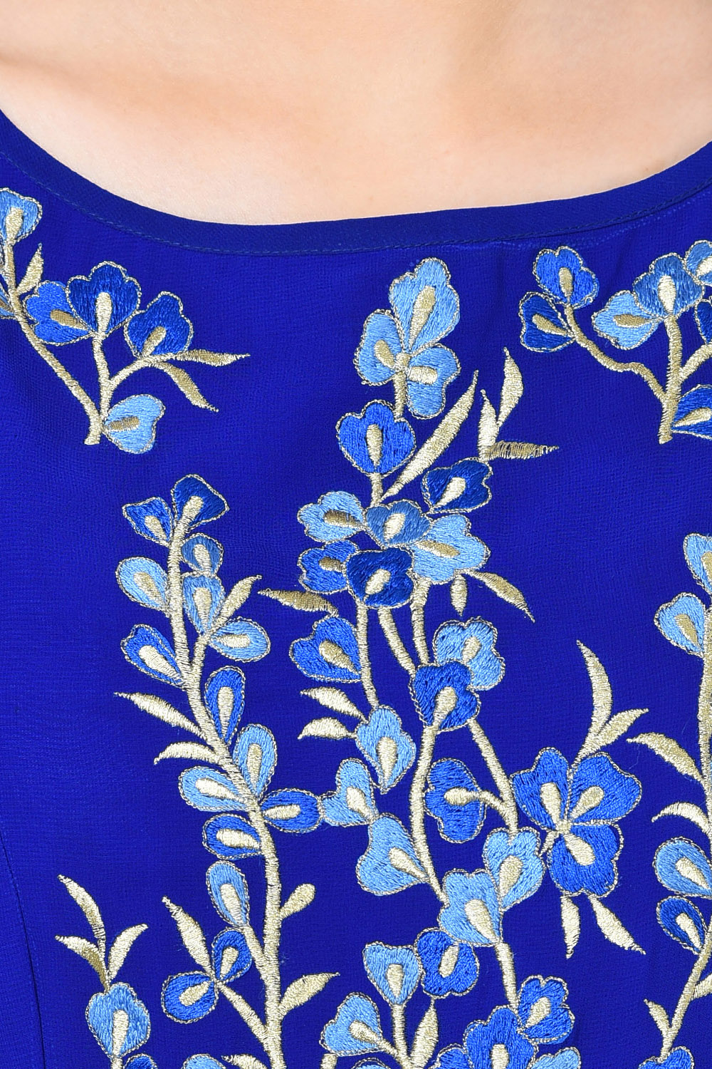 Blue Flared Viscose Kurta image number 1