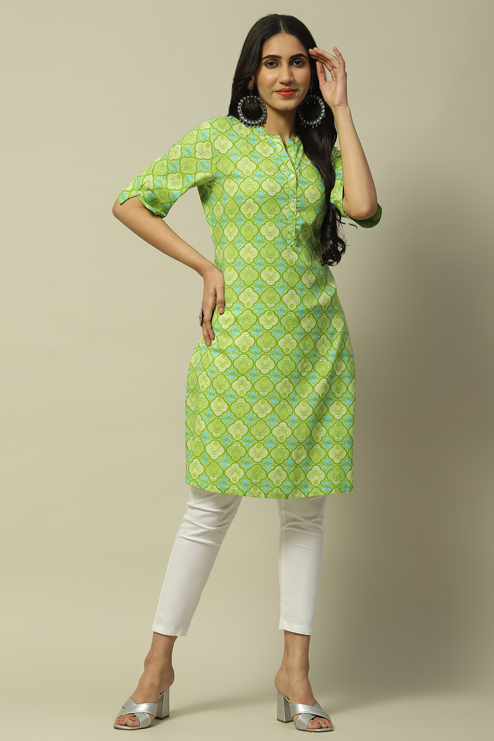 Green Rayon Staight Kurta image number 0