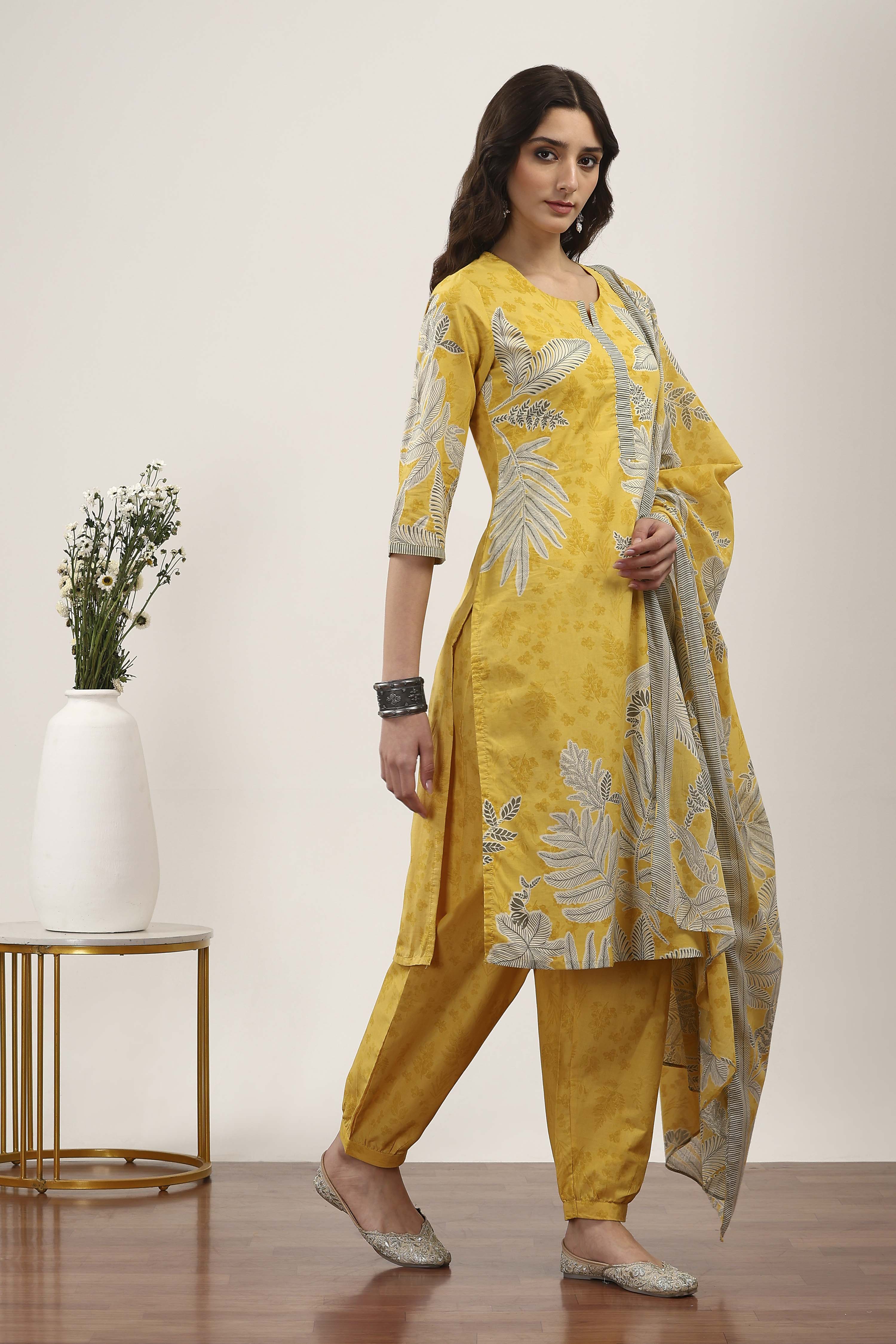 Blue Cotton Straight Suit Sets image number 5