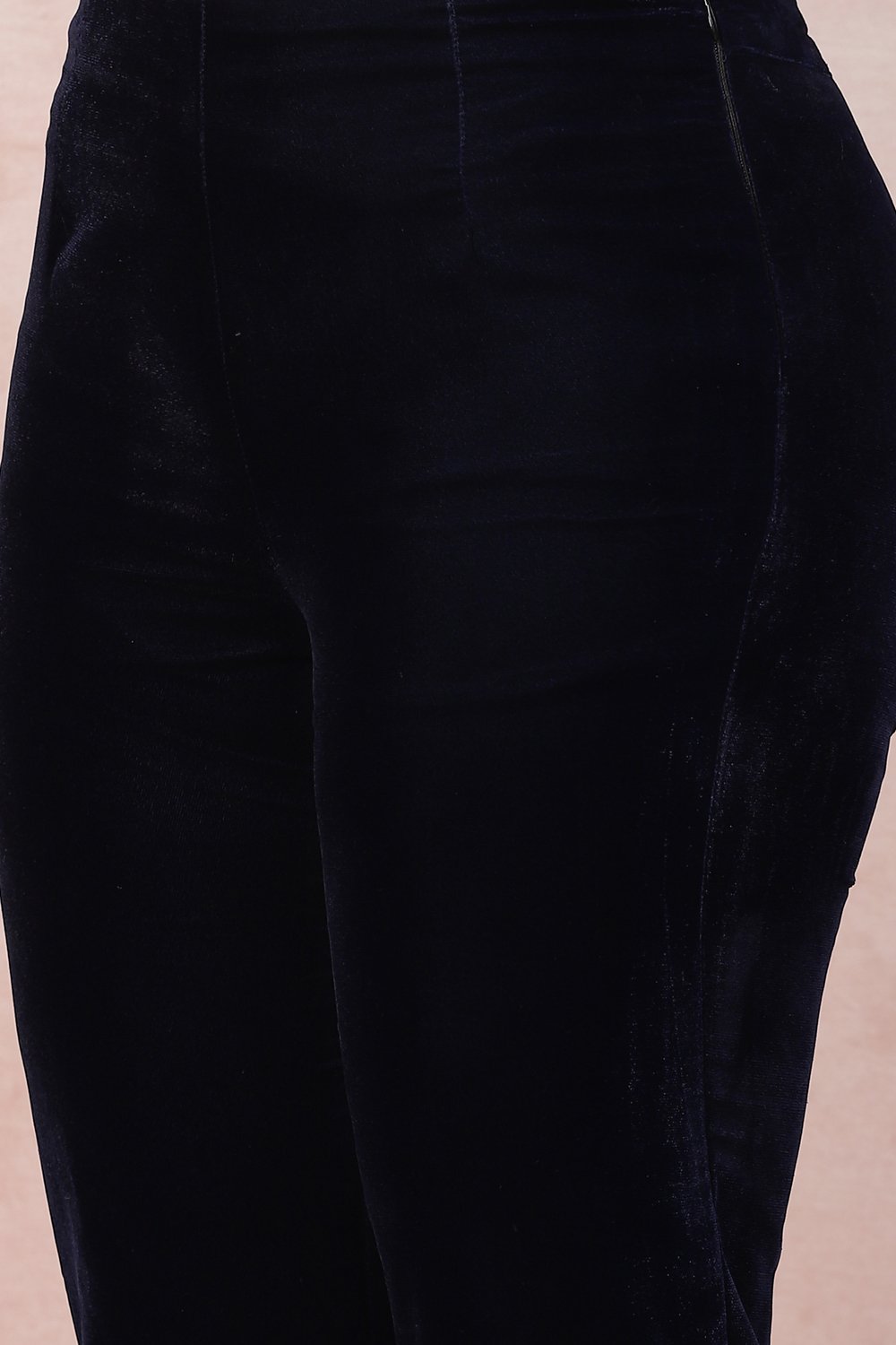Blue Acrylic Velvet Straight Suit Set image number 2