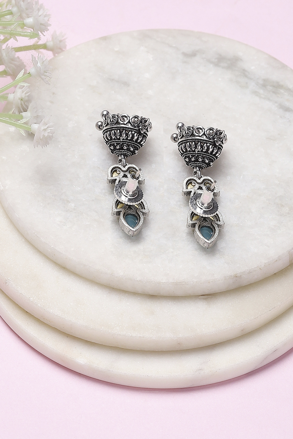 Blue Brass Jhumka image number 2