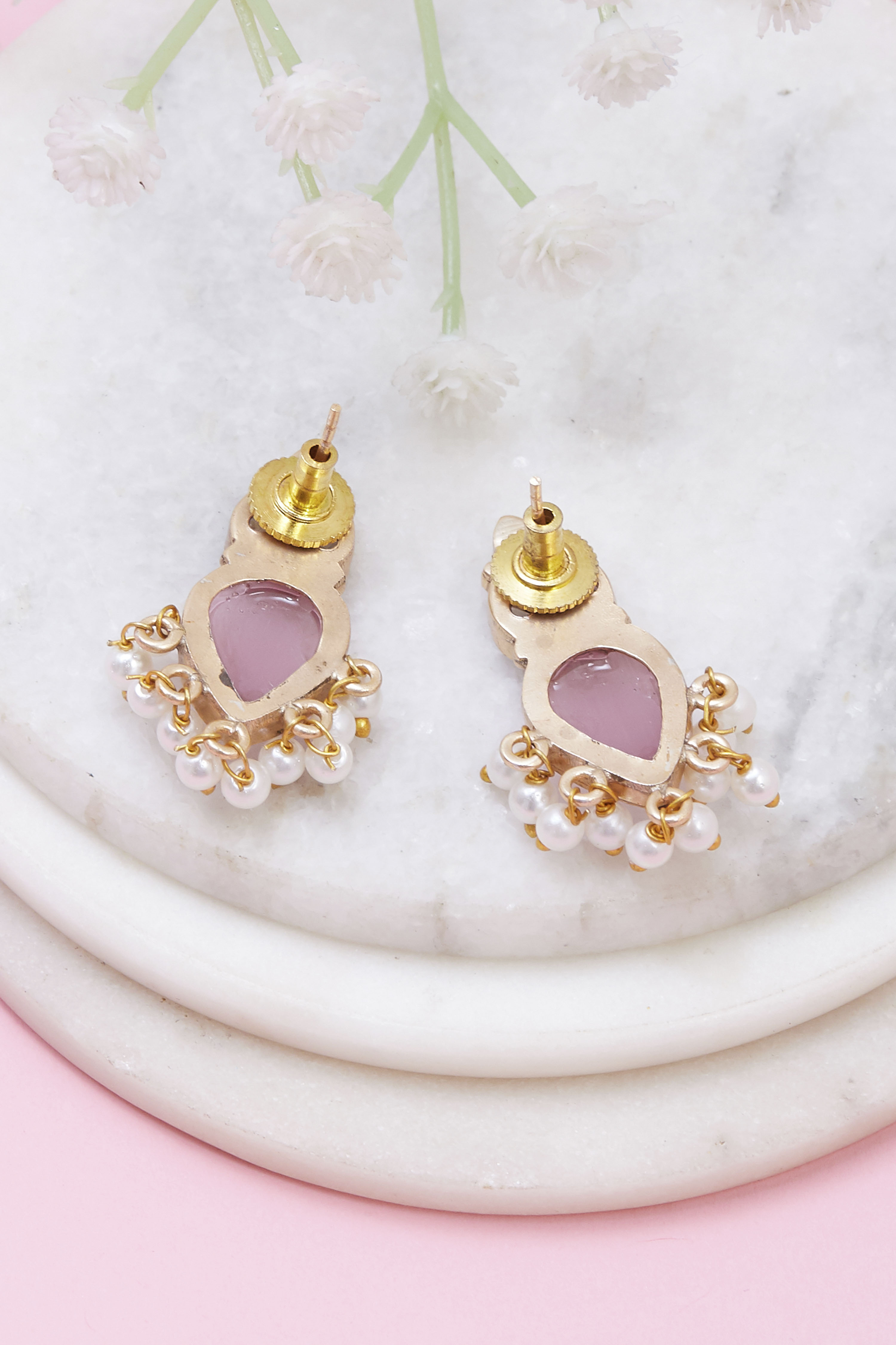 Light Pink Brass Drop & danglers image number 2