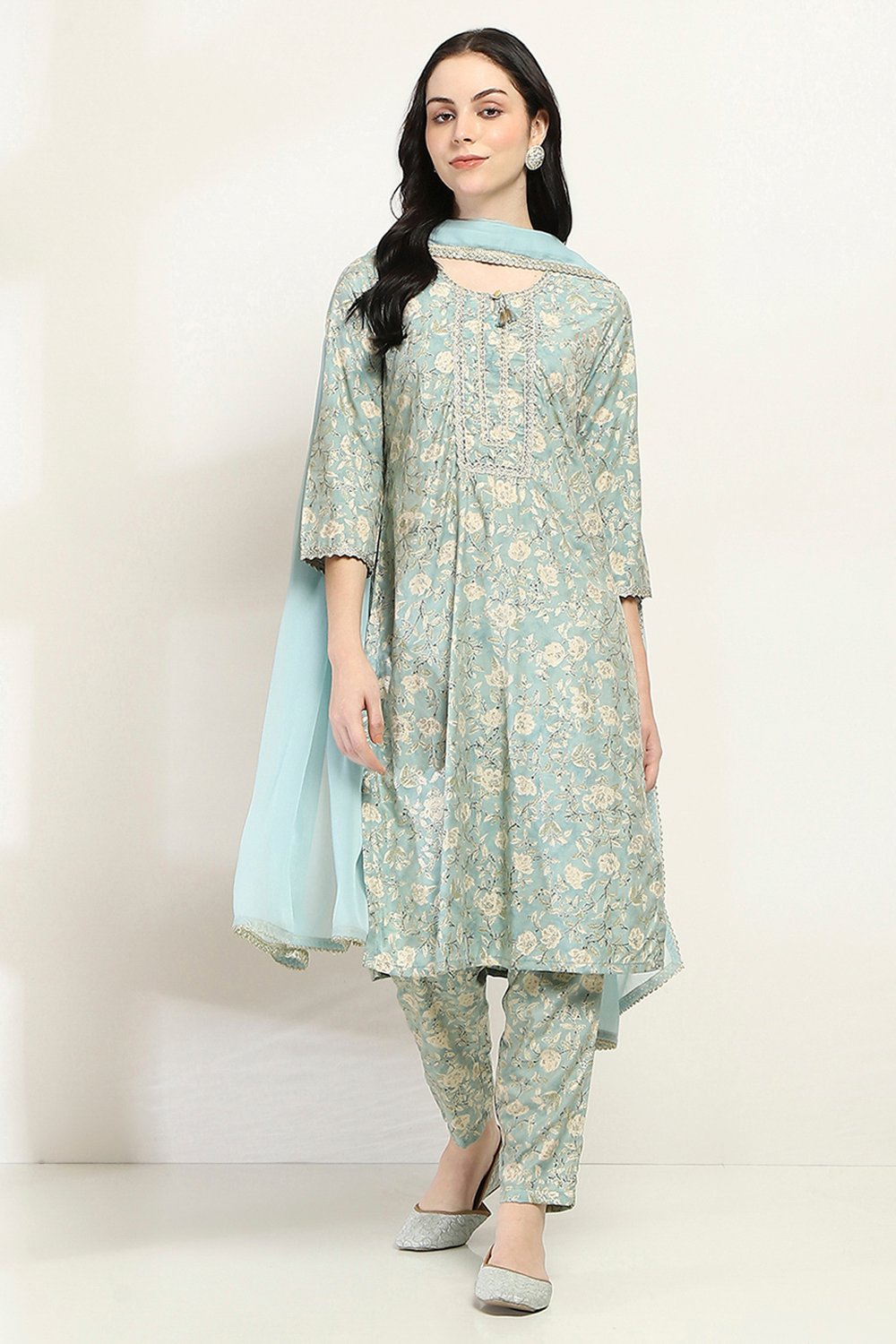 Ice Blue Viscose Straight Set image number 6