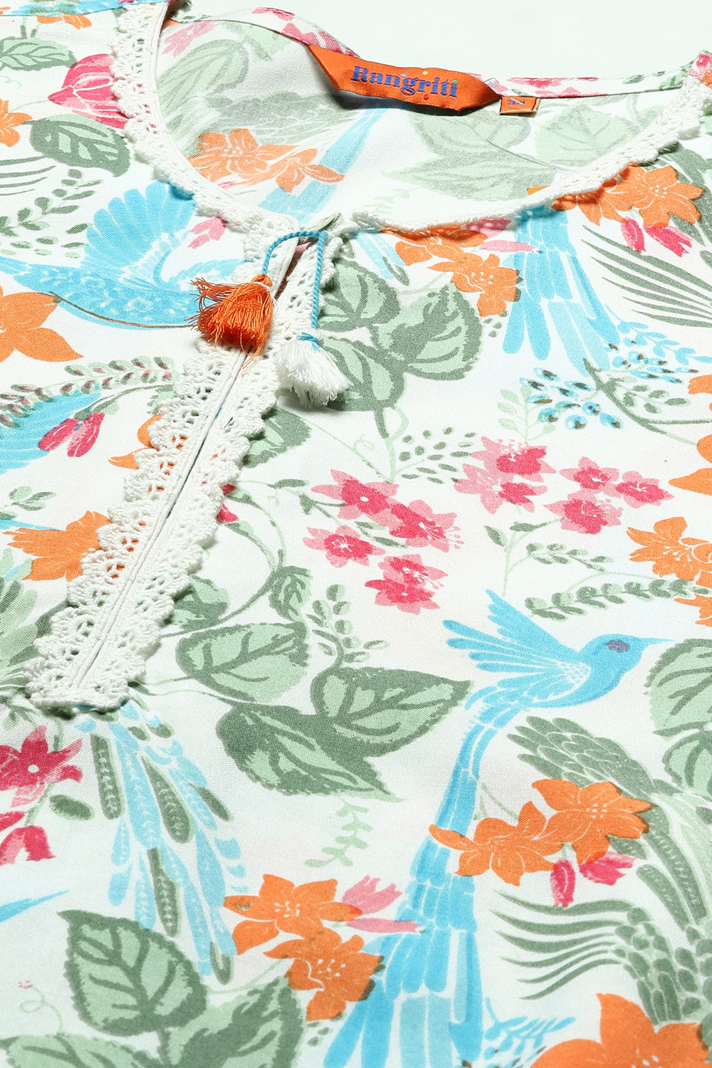 Orange LIVA Straight Kurta image number 1