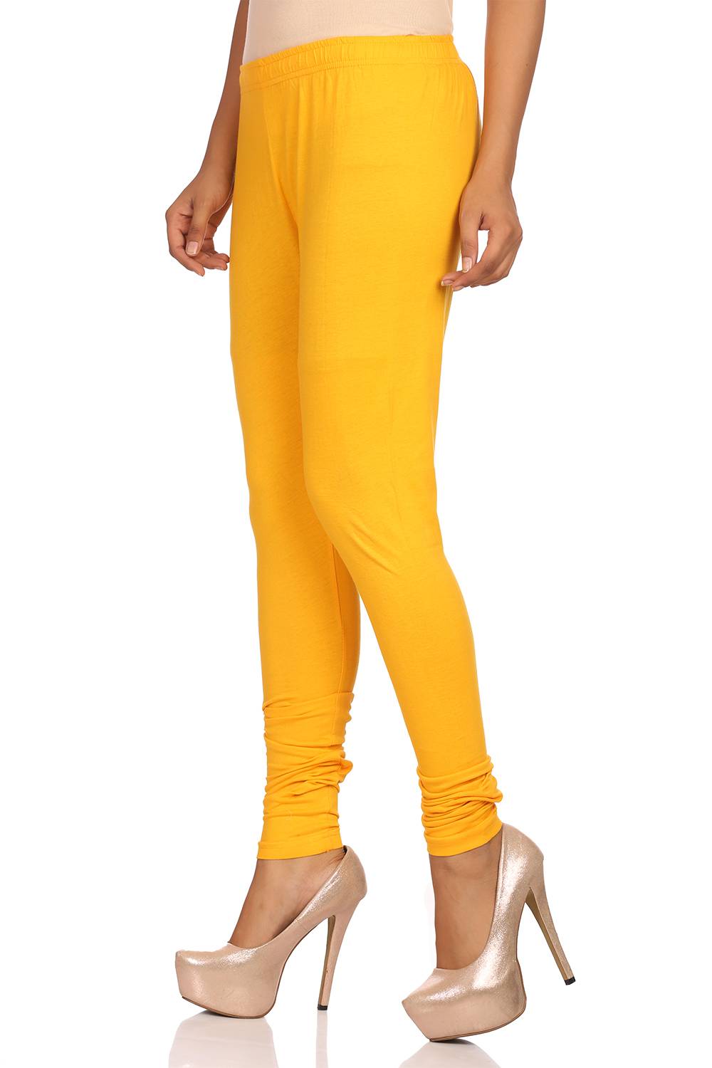 Yellow Cotton Leggings image number 1