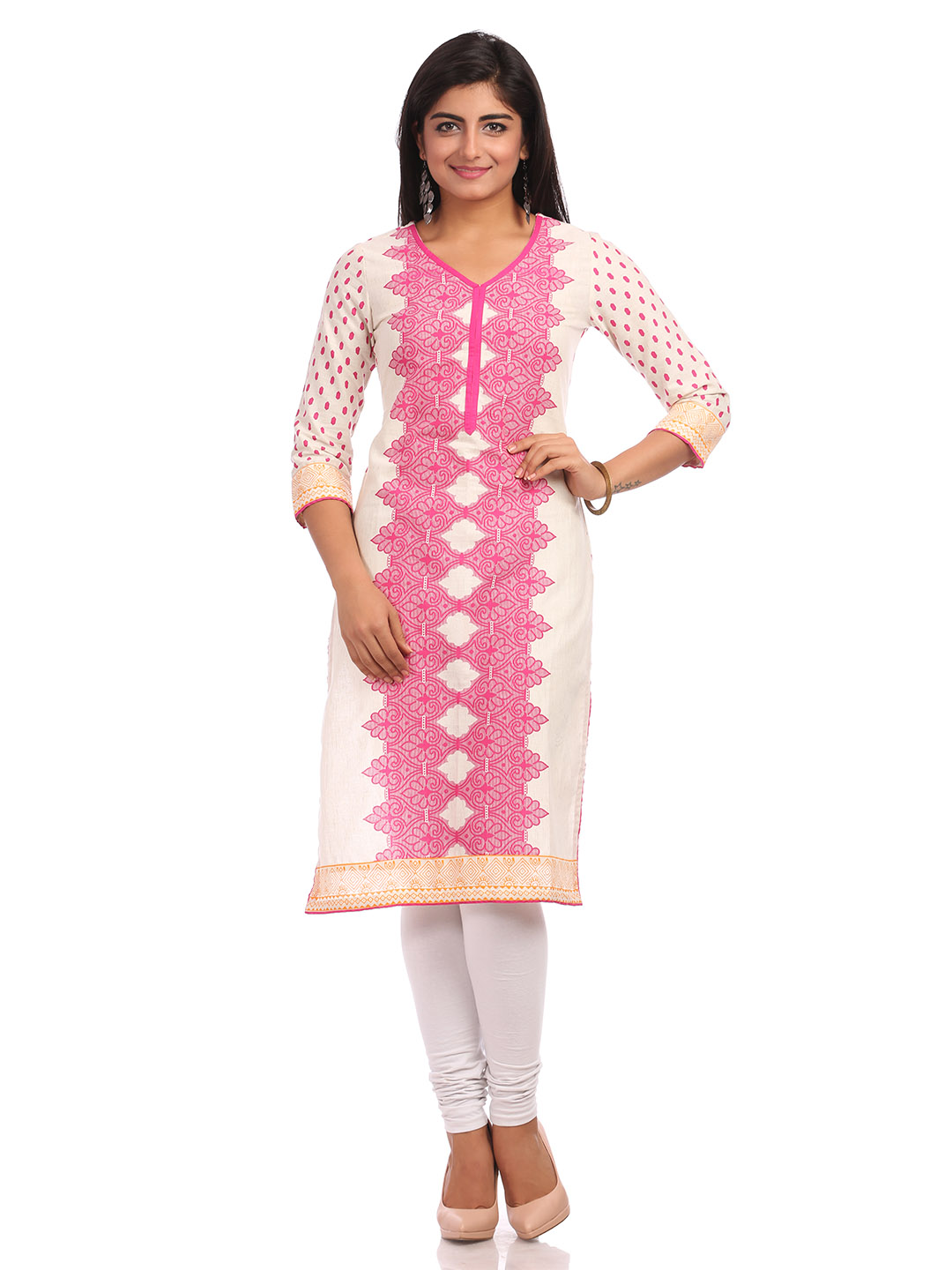 Beige Straight Cotton Kurta image number 0
