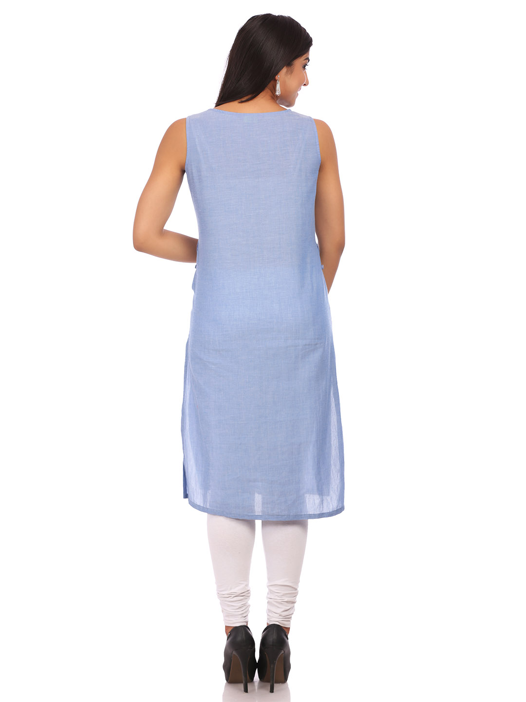 Blue Cotton Straight Kurta image number 1