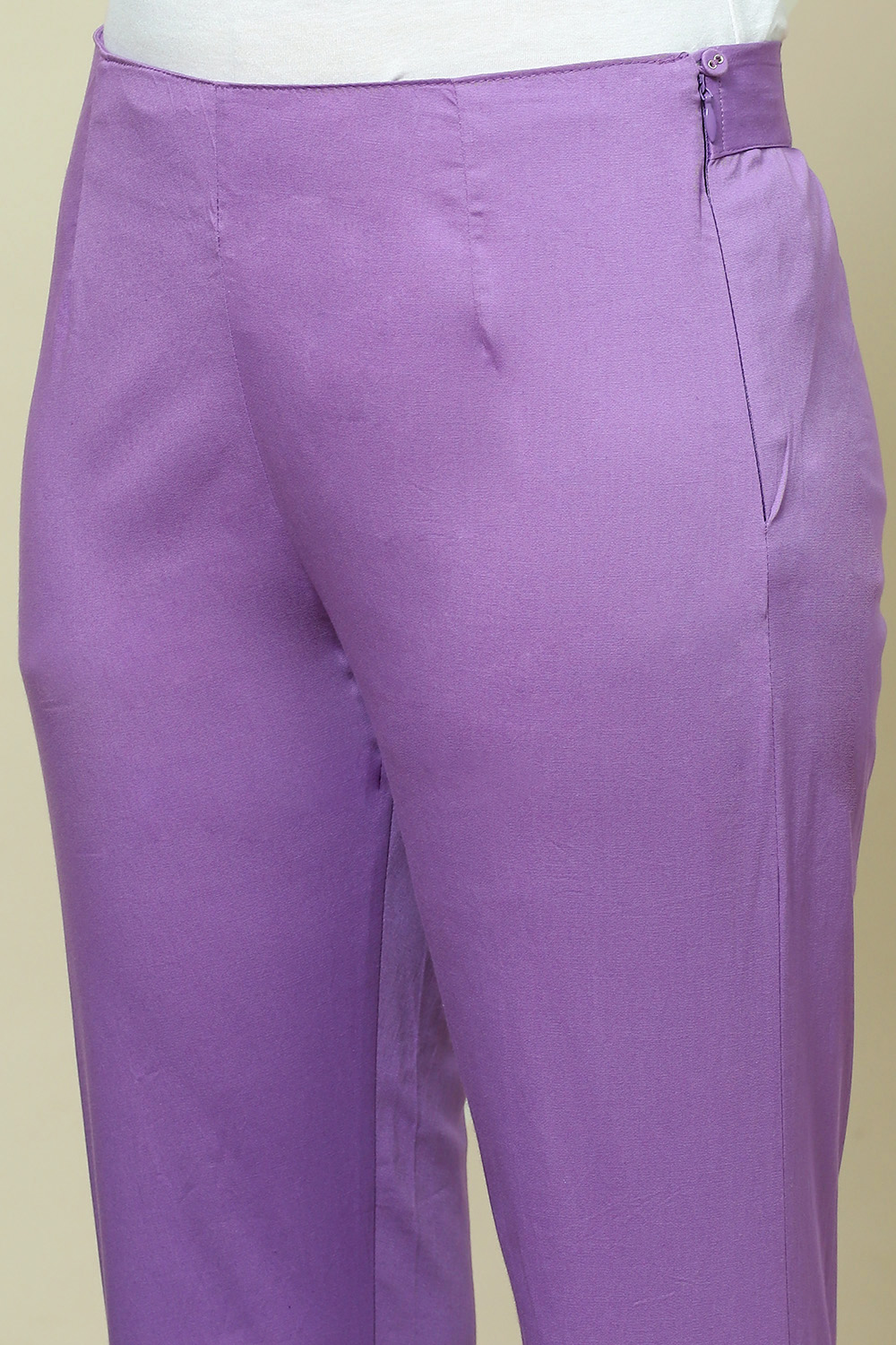 Purple Cotton Blend Slim Pant image number 1