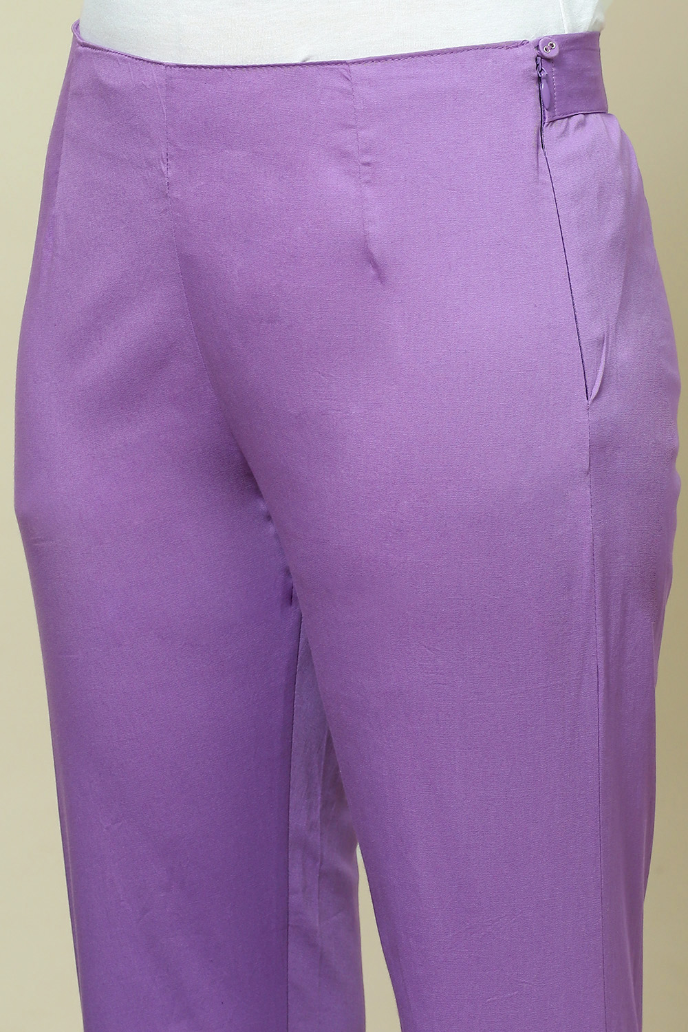 Pink Cotton Blend Slim Pant image number 1
