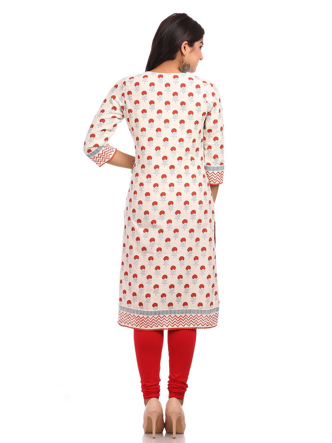 Beige Straight Cotton Kurta image number 1