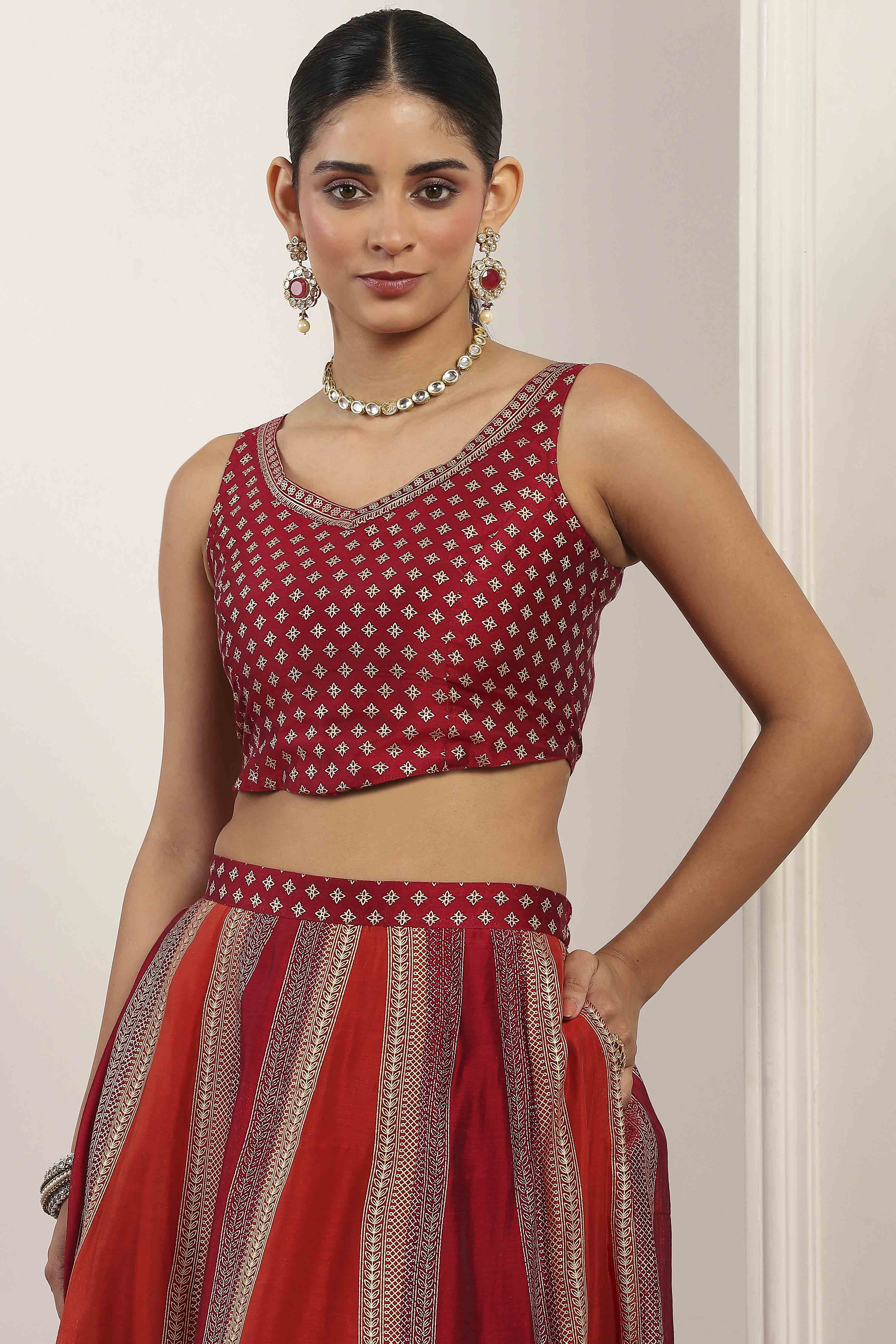 Pink Polyester Kalidar Lehenga Set image number 1